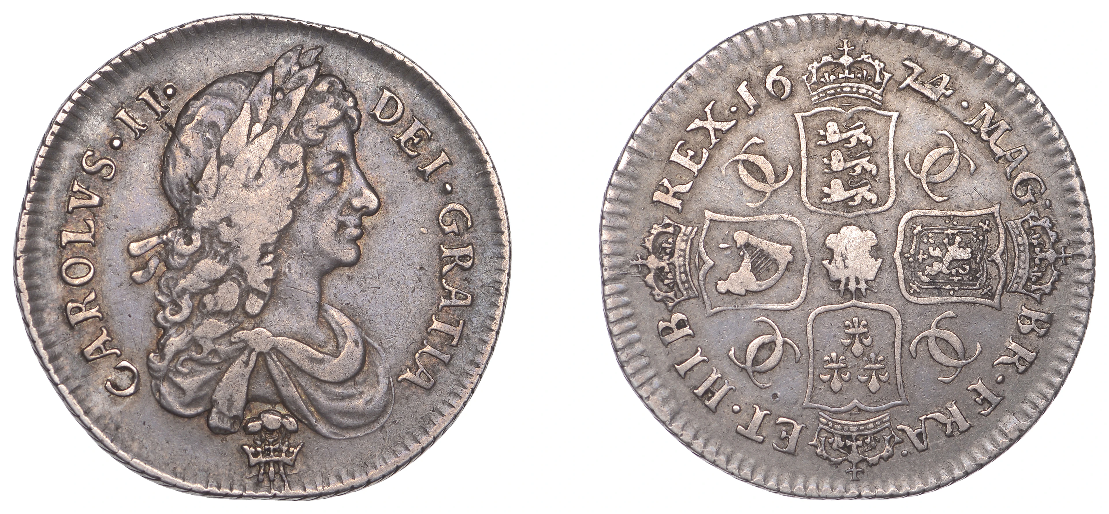 Charles II (1660-1685), Milled coinage, Shilling, 1674, second bust
