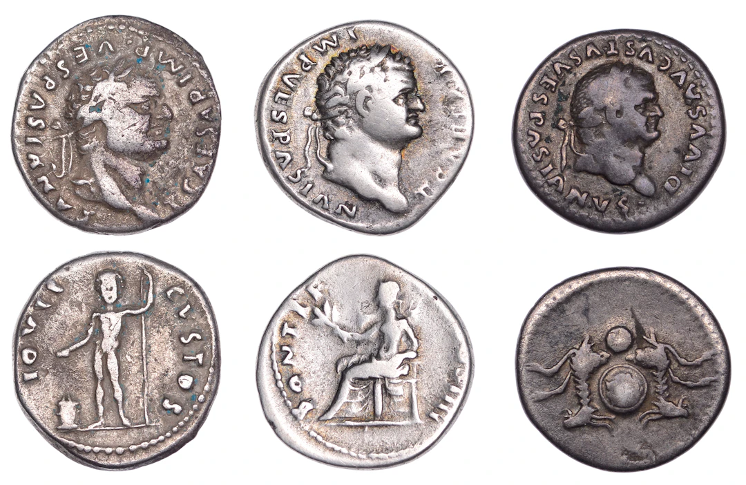 Titus (Cæsar 71-79), Denarii (2), 75, laureate head right, rev. Pax