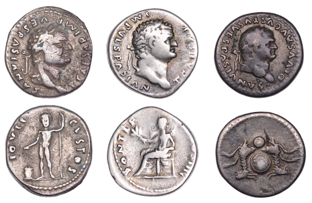 Titus (Cæsar 71-79), Denarii (2), 75, laureate head right, rev. Pax