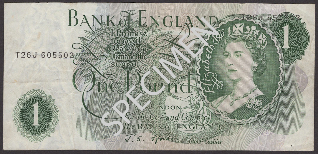 ERROR: Bank of England, John S. Fforde, £1, 15 February 1967, with