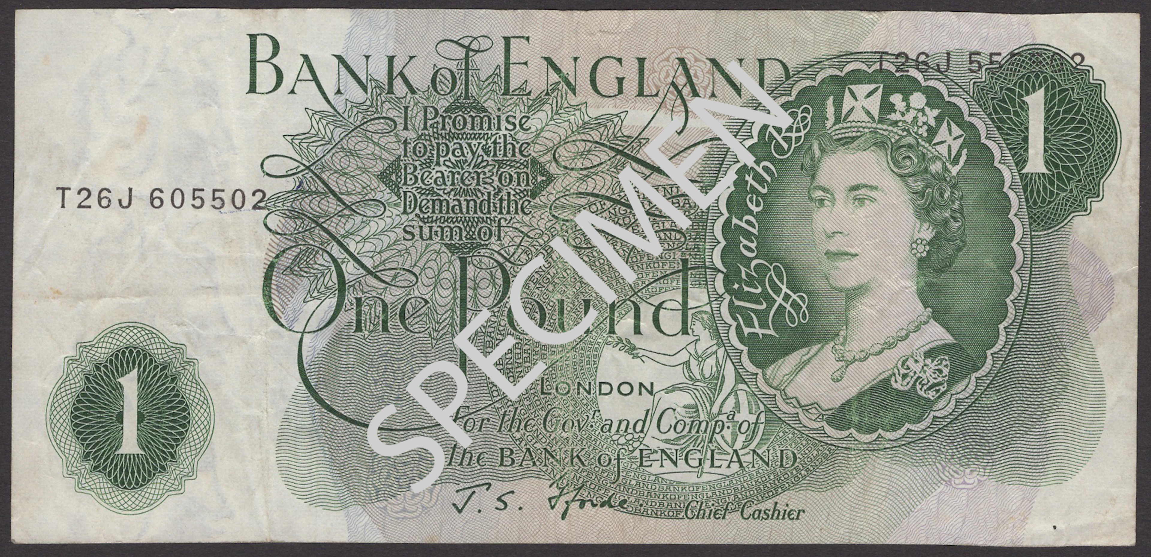 ERROR: Bank of England, John S. Fforde, £1, 15 February 1967, with