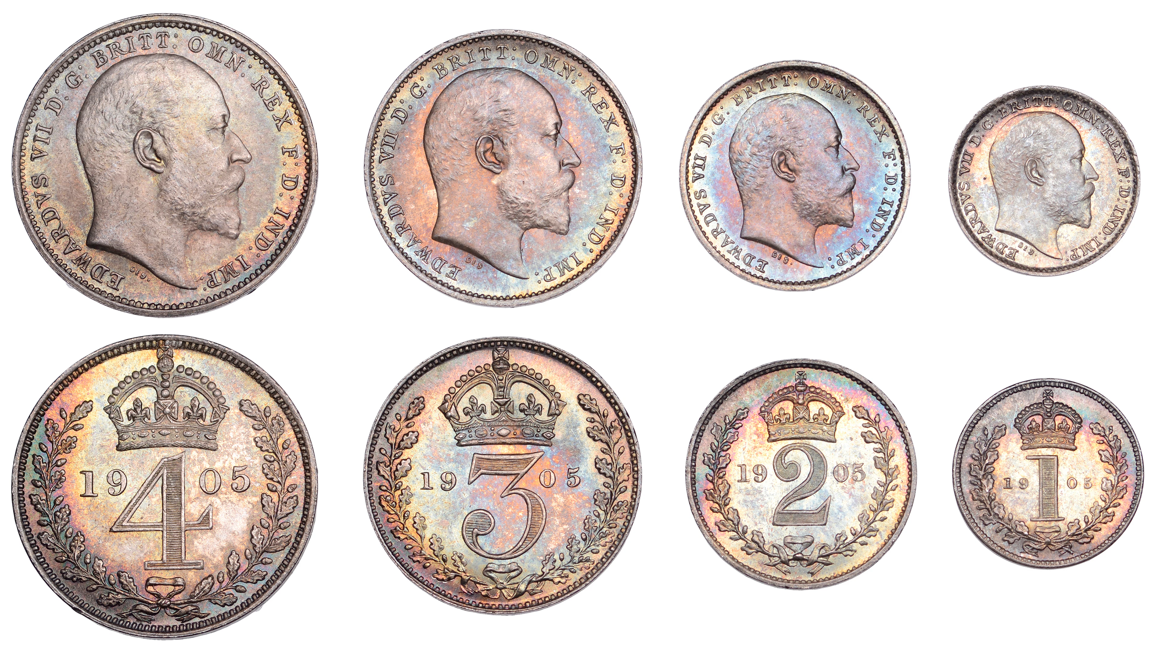 Edward VII (1901-1910), Maundy Set, 1905 (ESC 3611; S 3985). Prettily