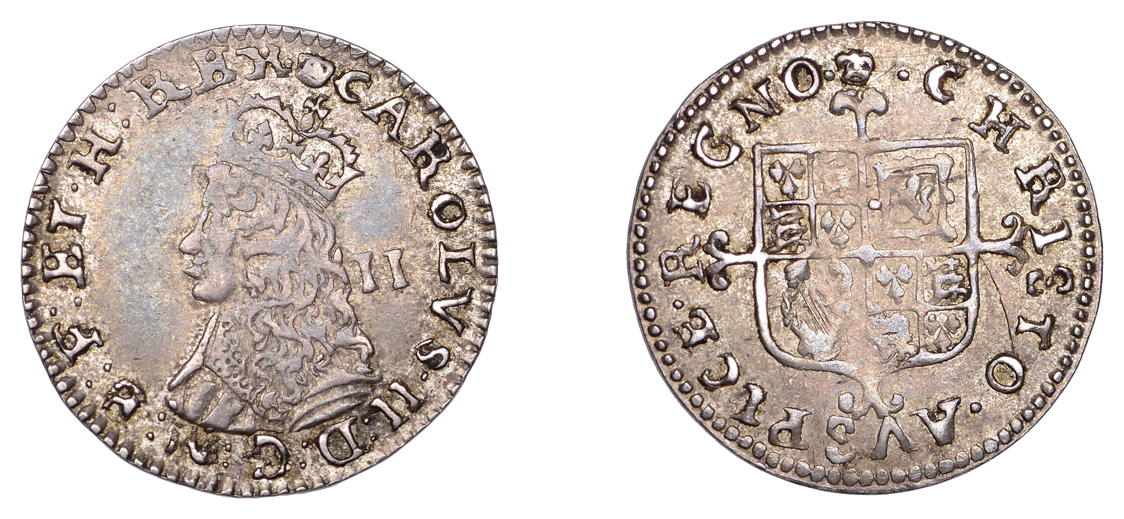 Charles II (1660-1685), Second Hammered issue, Twopence, mm. crown