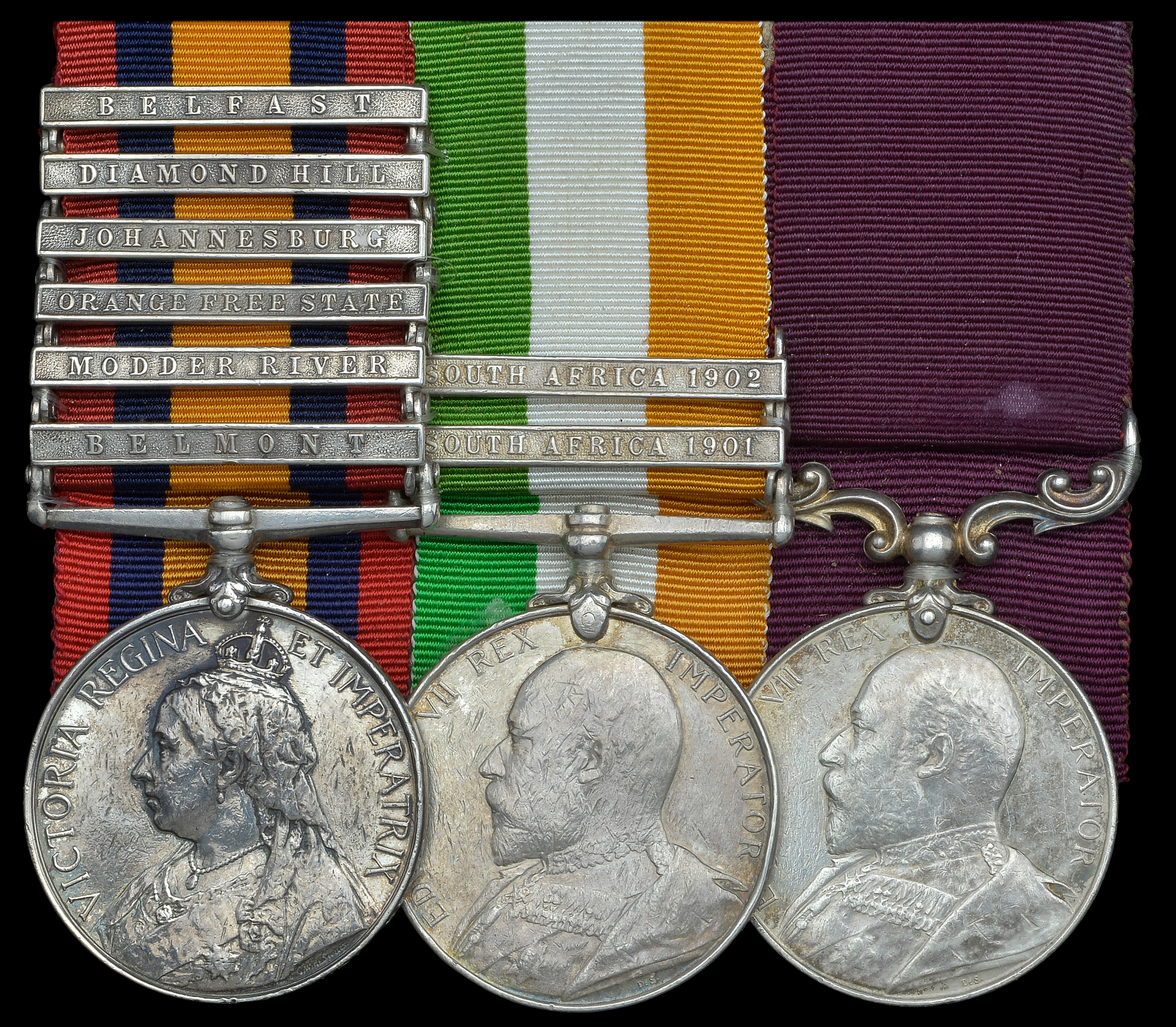 A poignant Boer War group of three awarded to Pipe-Major D. Laing