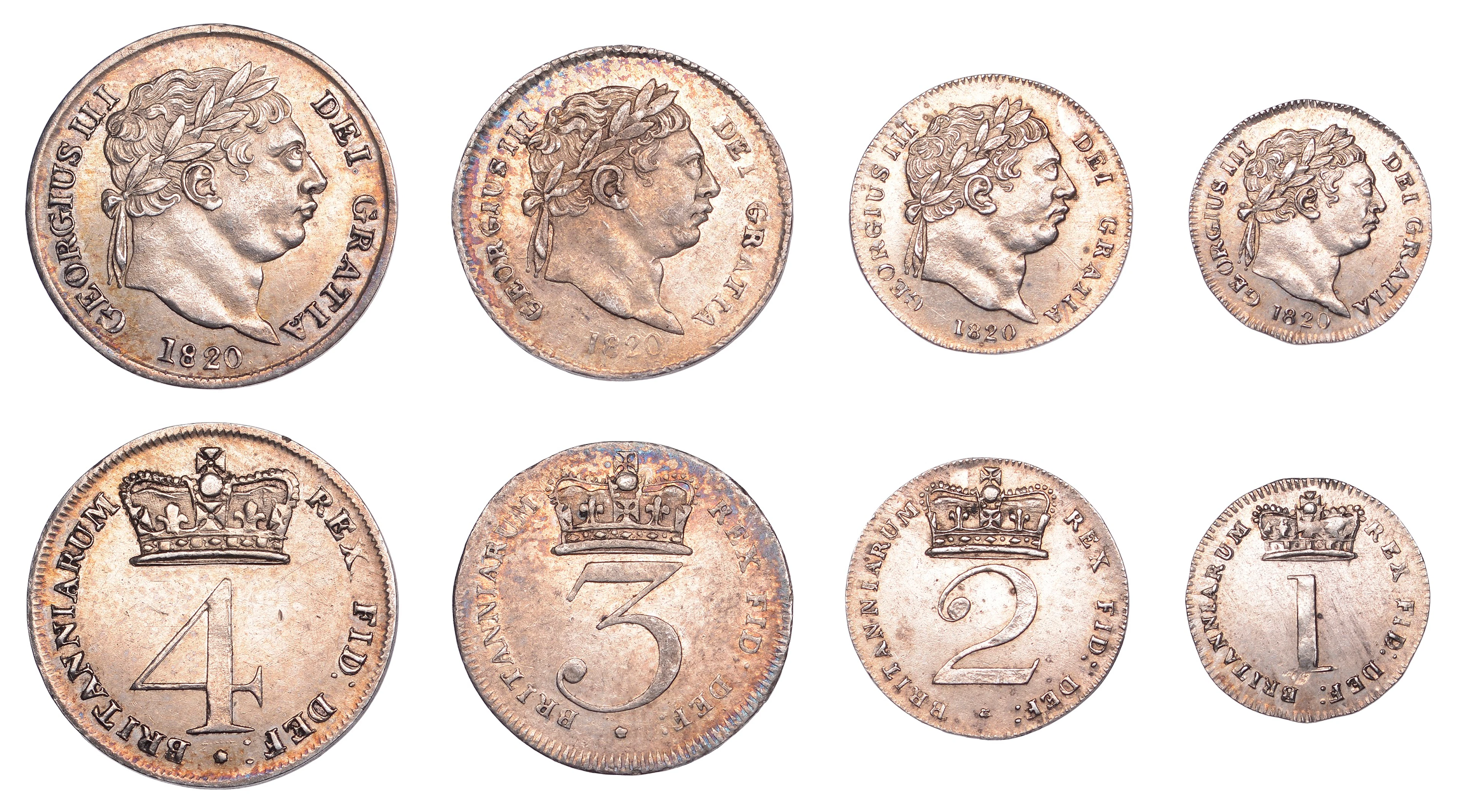 George III (1760-1820), New coinage, Maundy Set, 1820 (ESC 2242; S