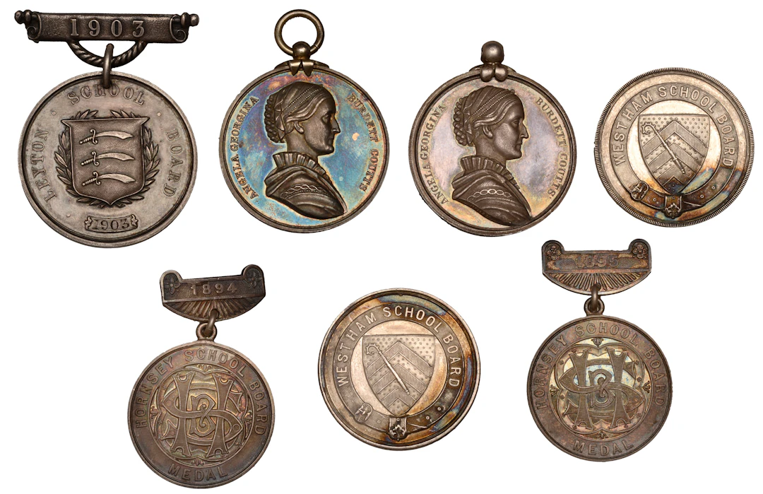 Great Britain, LONDON, Hornsey School Board, silver attendance medals
