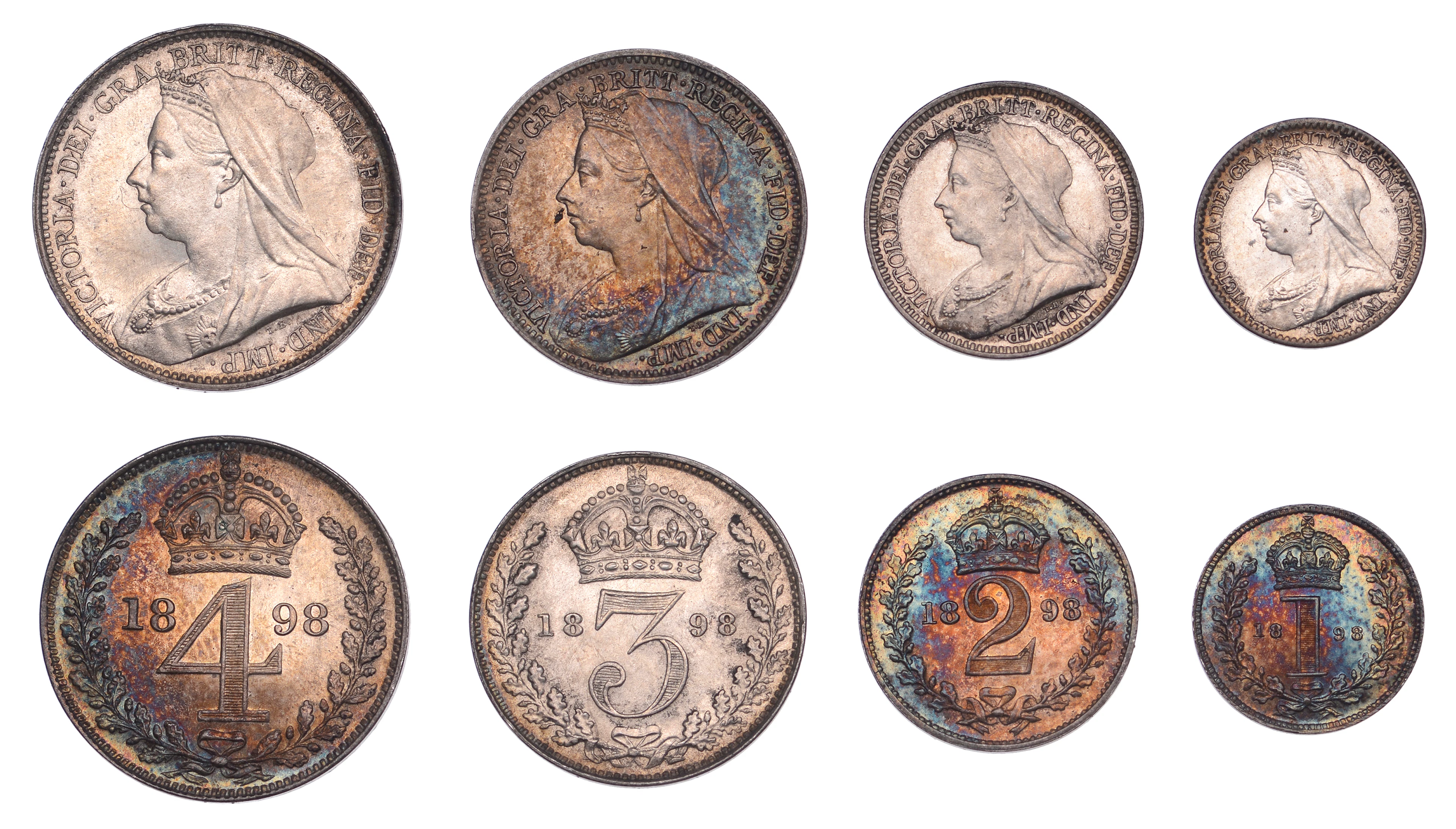 Victoria (1837-1901), Maundy Set, 1898 (ESC 3556; S 3943) [4]. Prettily