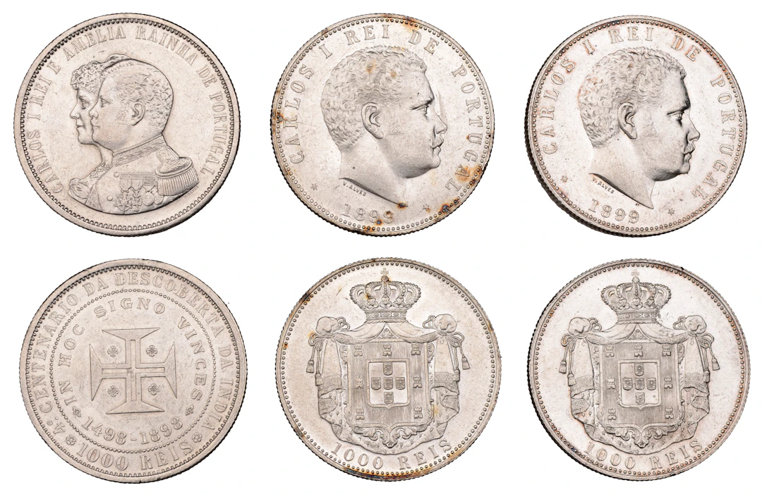 Portugal, Carlos I, 1000 Reis (3), 1898, 1899 (2), Lisbon (KM 539