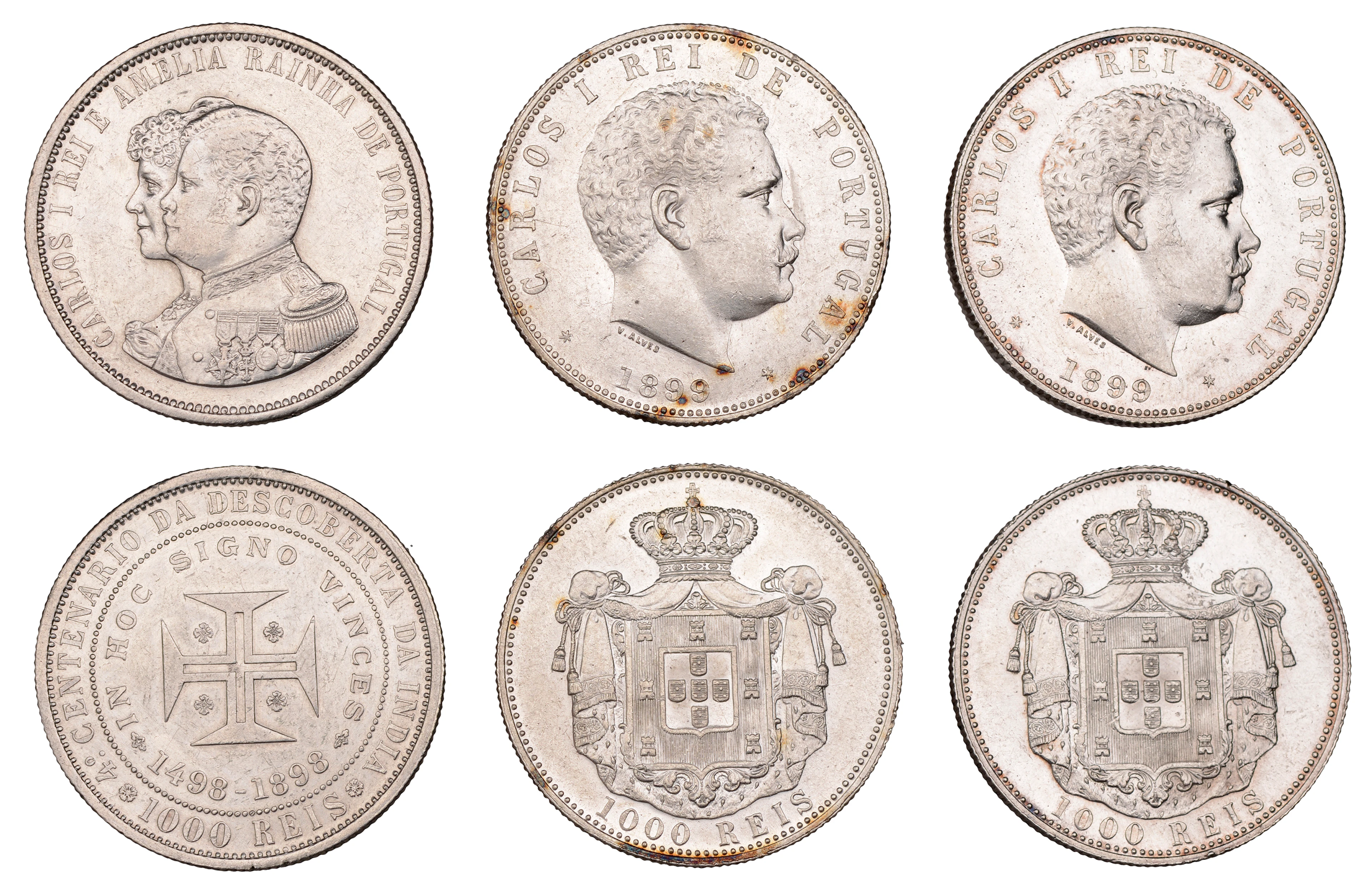 Portugal, Carlos I, 1000 Reis (3), 1898, 1899 (2), Lisbon (KM 539