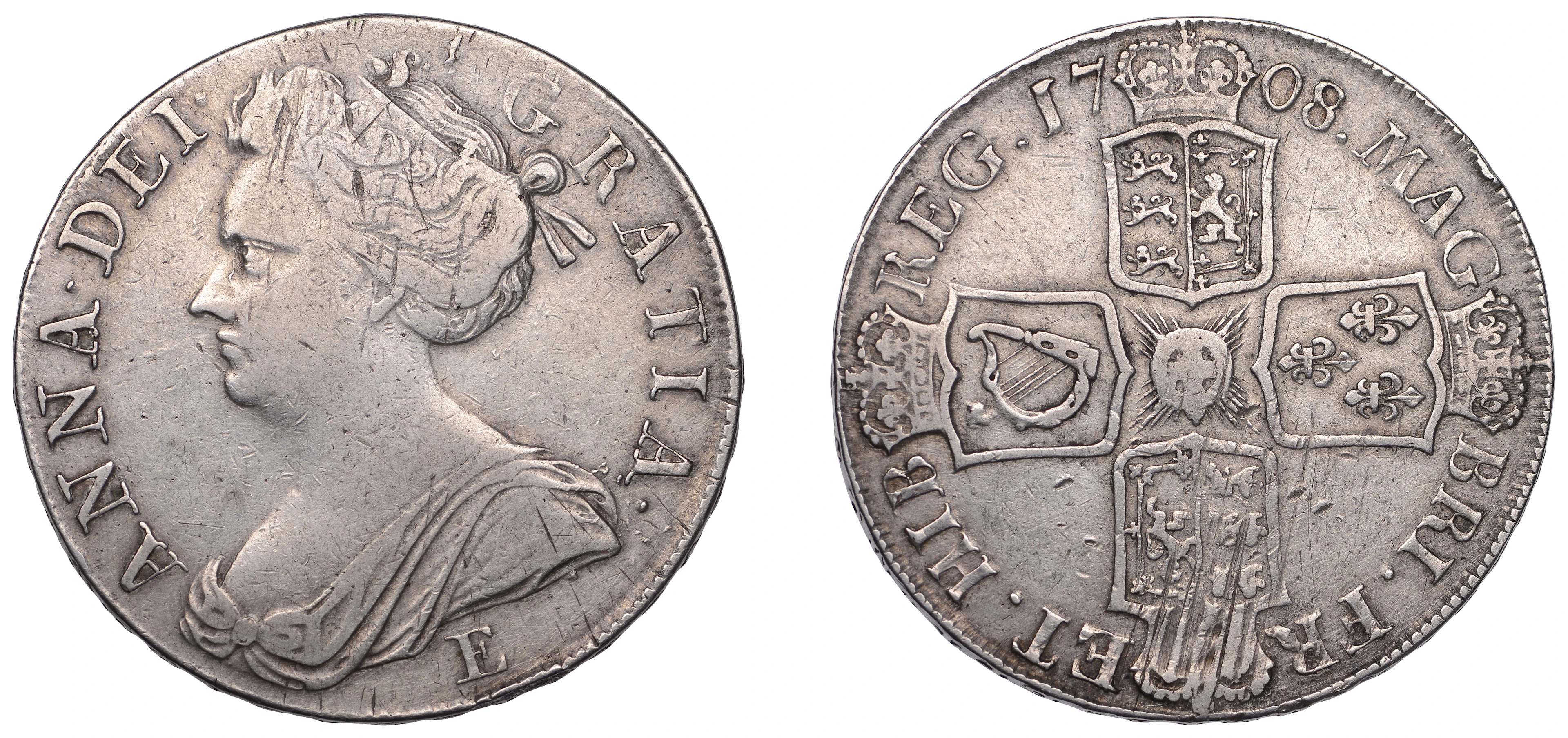 Anne (1702-1714), Crown, 1708e, edge septimo (ESC 1356; S 3600). Good