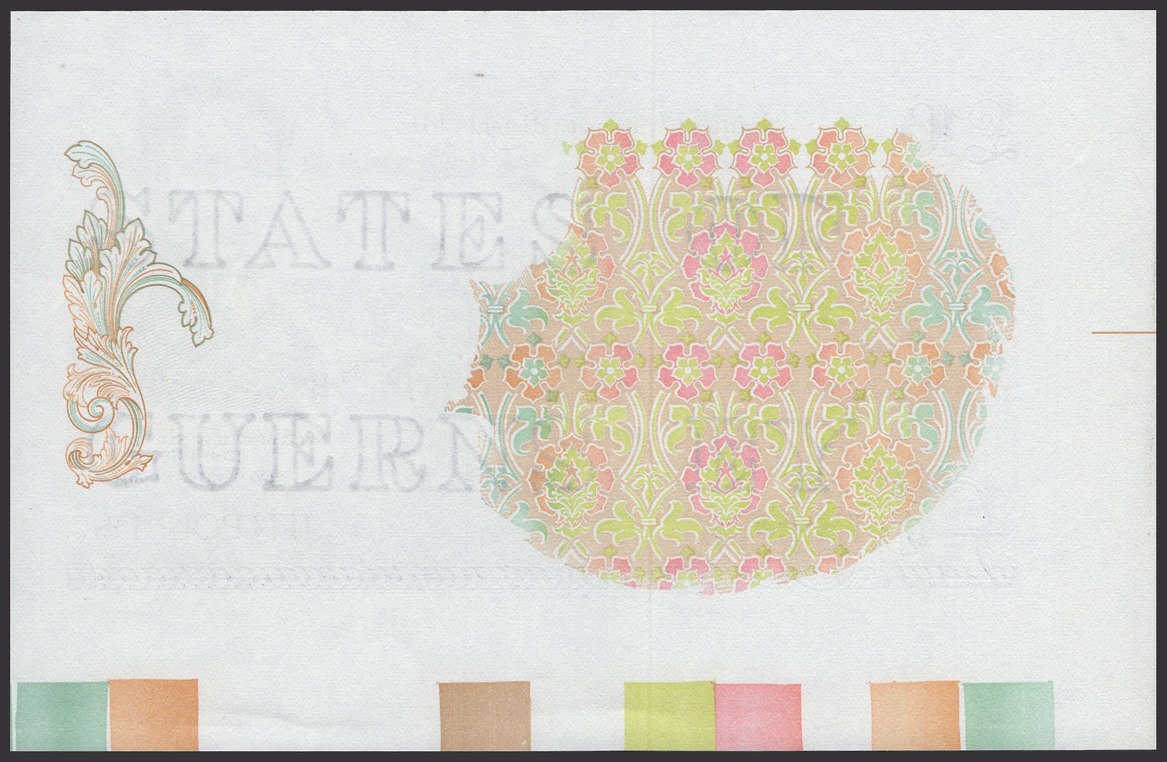 States of Guernsey, a progressive proof £10, on large format paper