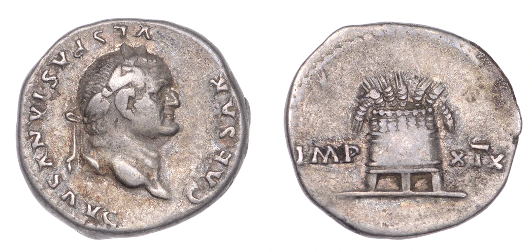 Vespasian (69-79), Denarius, 77-8, laureate head right, caesar vespasianvs