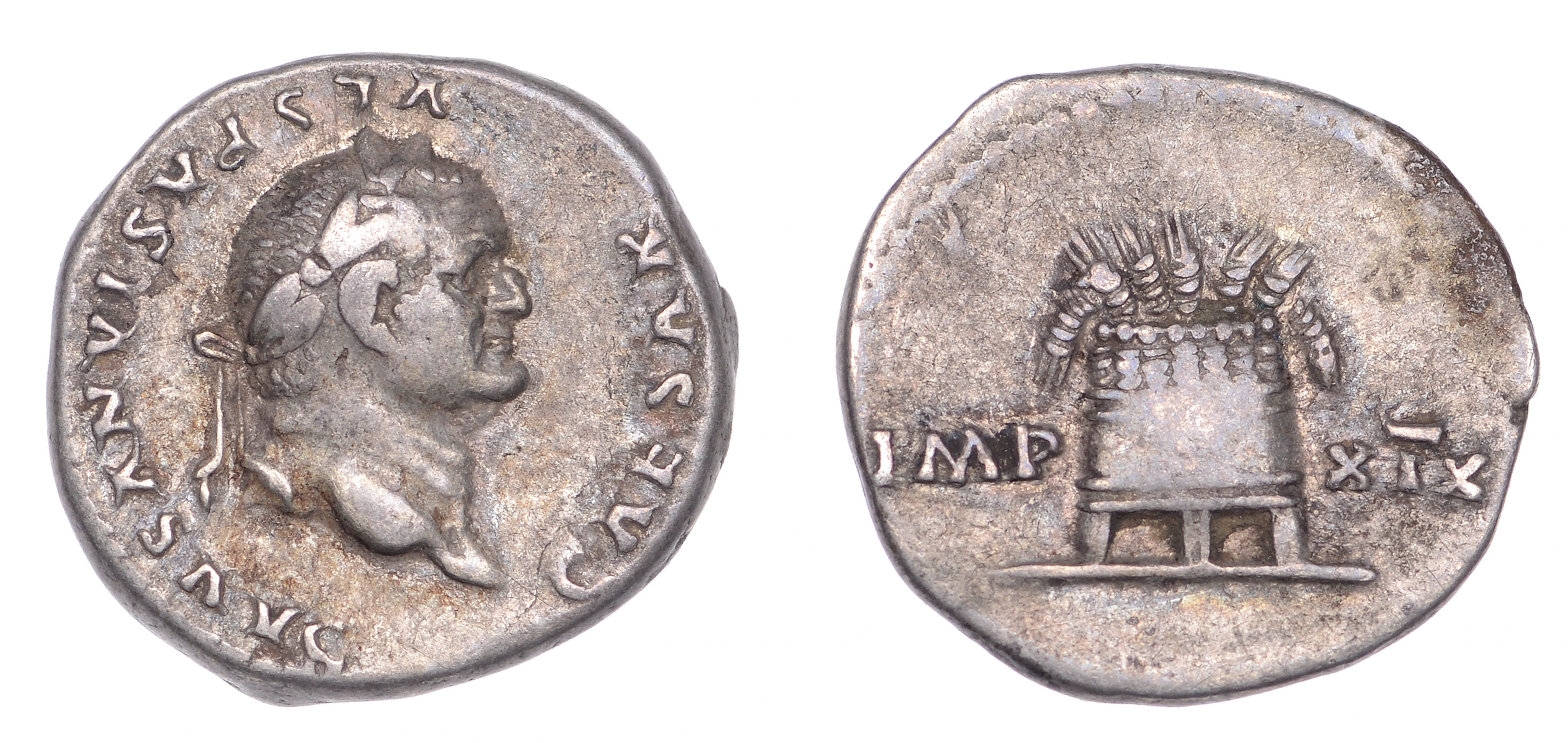 Vespasian (69-79), Denarius, 77-8, laureate head right, caesar vespasianvs
