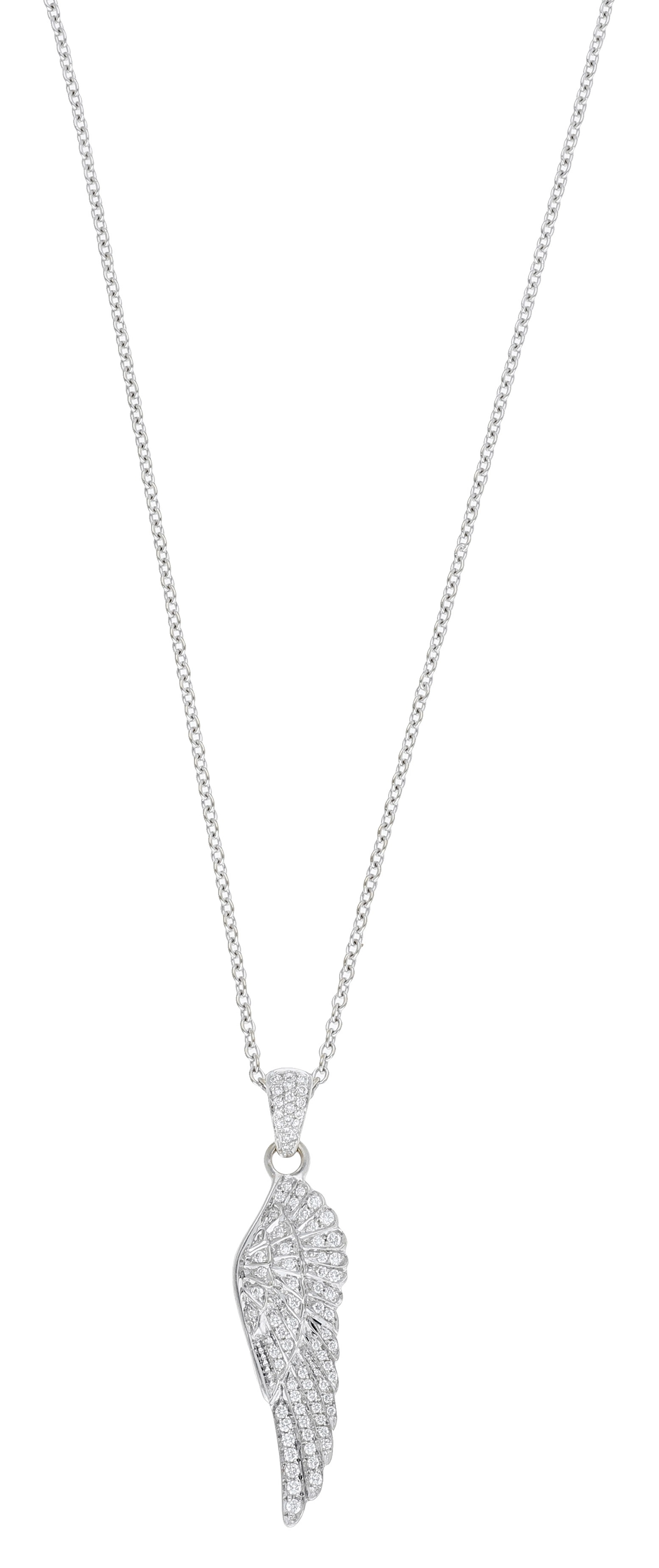 A diamond ‘Wings’ pendant by Garrard, the feathered wing set throughout