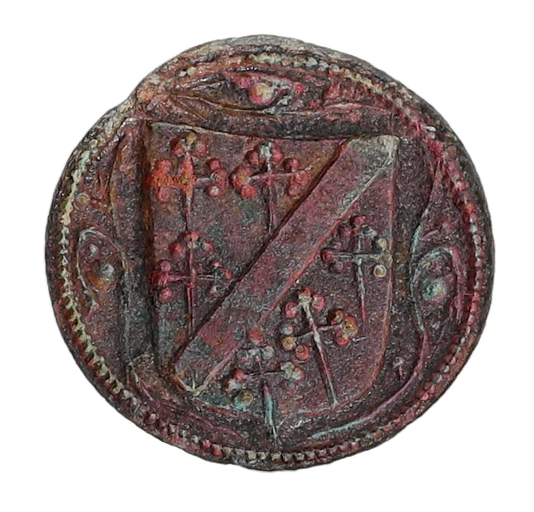 Medieval, 13th century, bronze seal matrix, quatrefoil shaped suspension