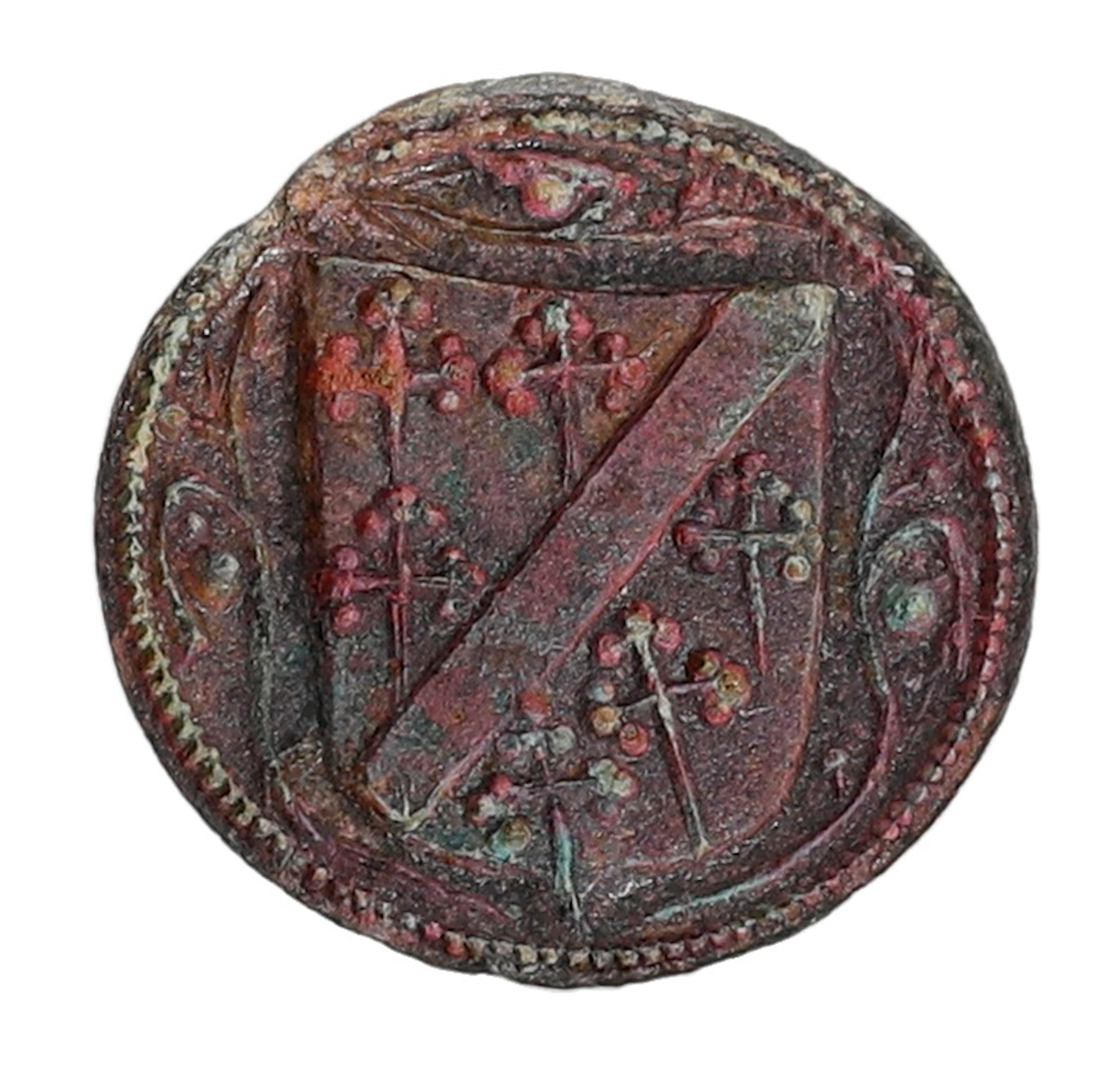 Medieval, 13th century, bronze seal matrix, quatrefoil shaped suspension
