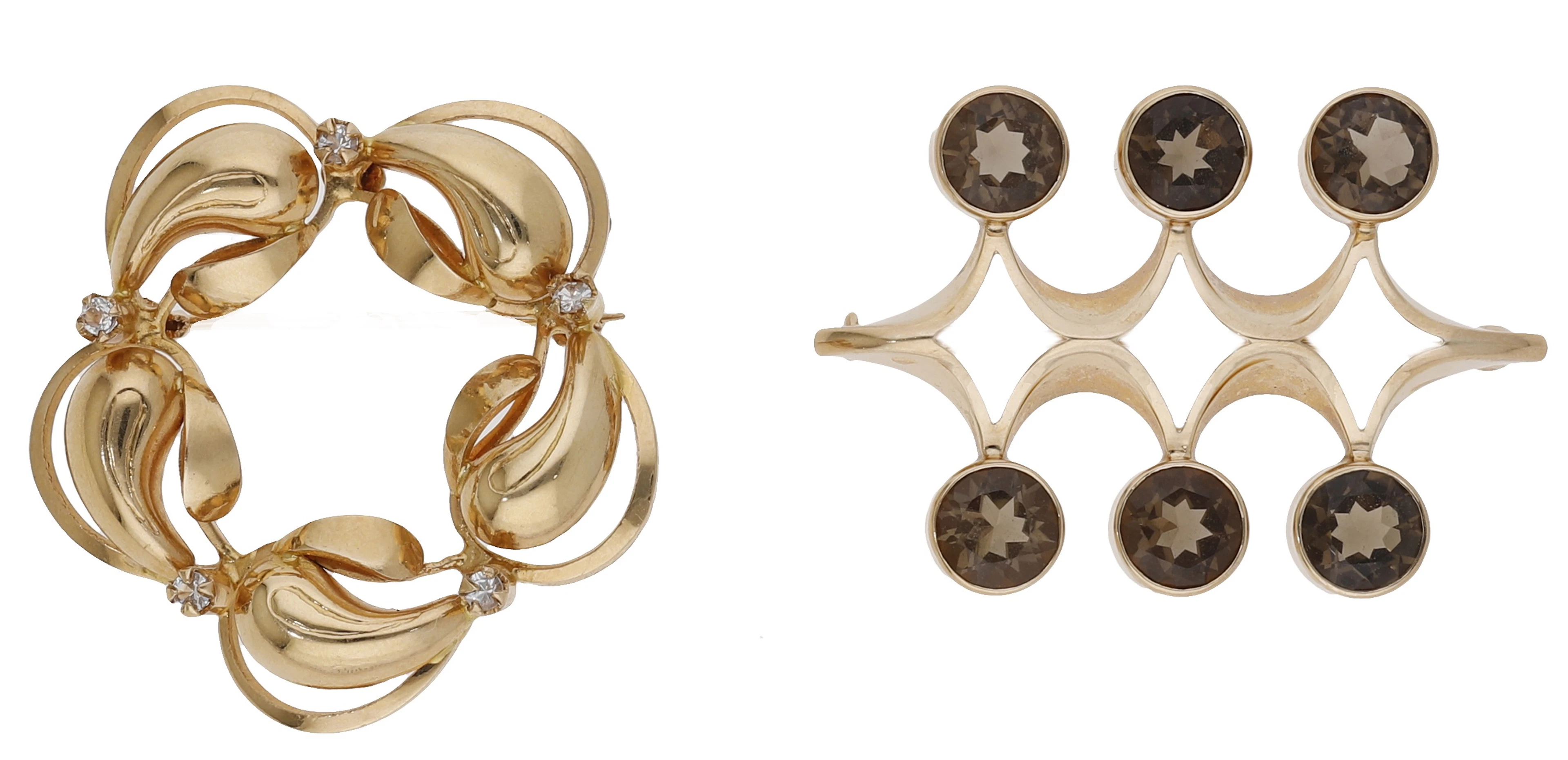 Two brooches, comprising a smoky quartz brooch by Eero Rislakki, 1961