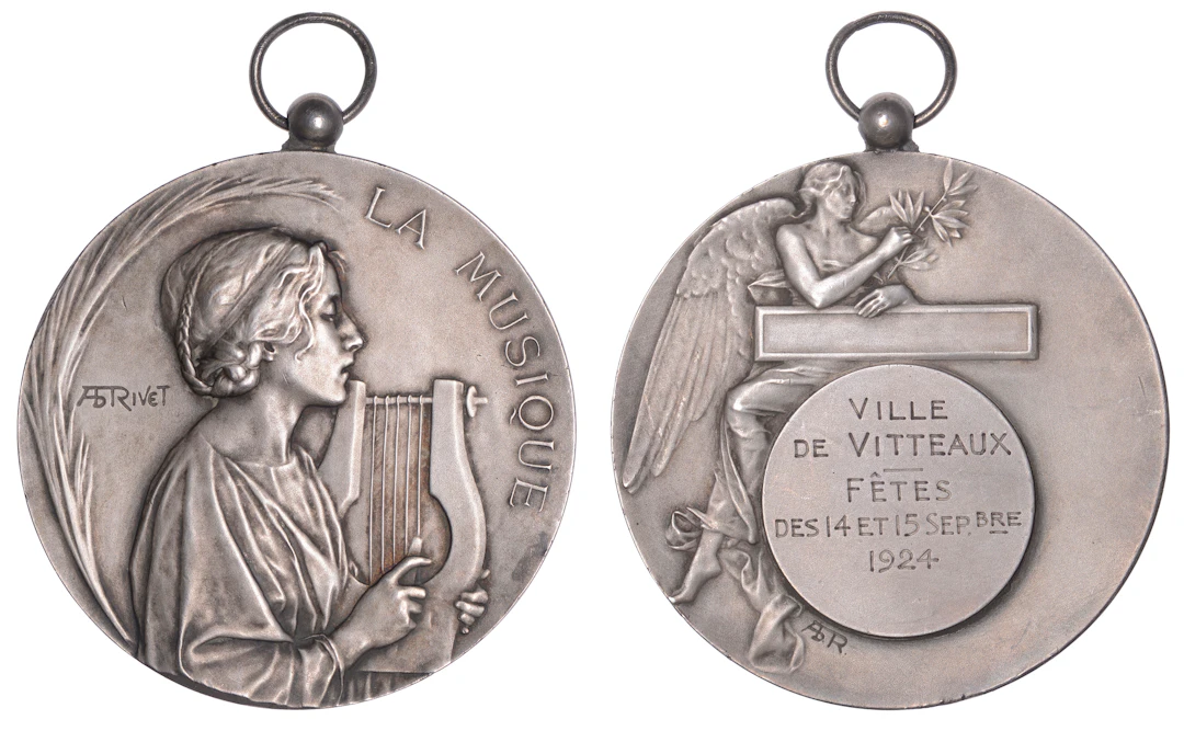 FRANCE, La Musique, c. 1895, a plated bronze award medal by L.-A.