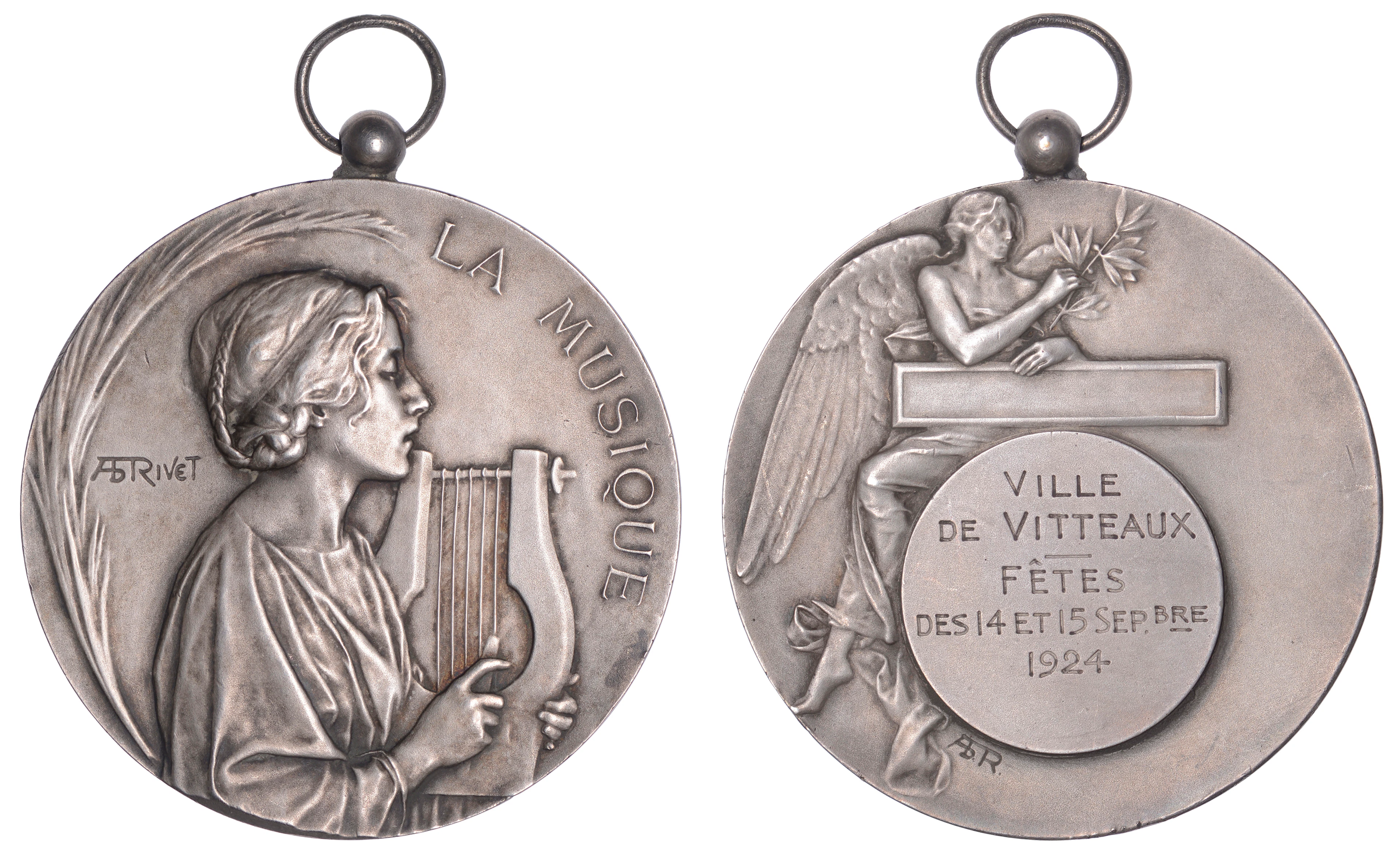 FRANCE, La Musique, c. 1895, a plated bronze award medal by L.-A.