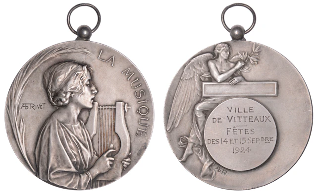 FRANCE, La Musique, c. 1895, a plated bronze award medal by L.-A.