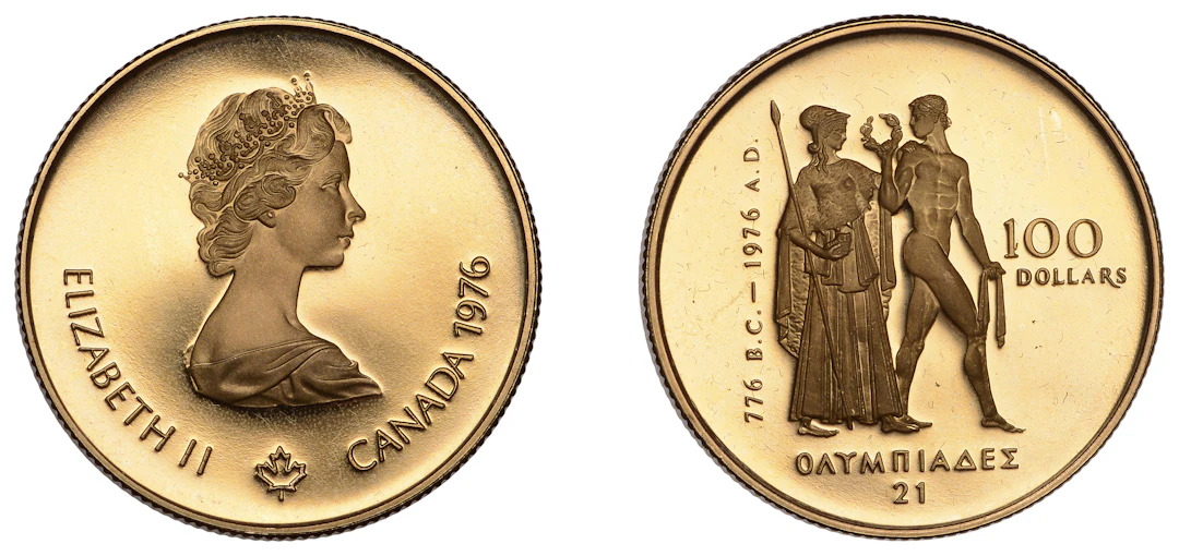 Canada, Elizabeth II, Proof 100 Dollars, 1976, Montreal Olympics