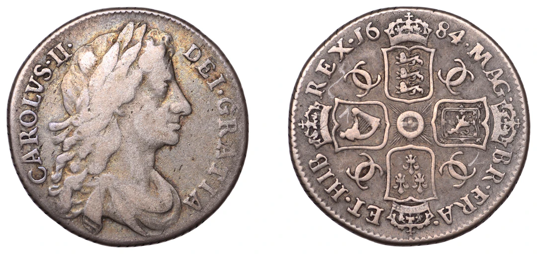 Charles II (1660-1685), Shilling, 1684, fourth bust (ESC 559; S 3381).
