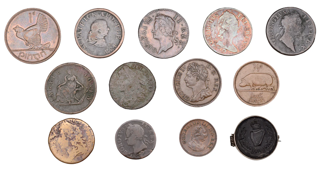 Ireland, George IV, Halfpenny, 1823 (S 6624); together with other