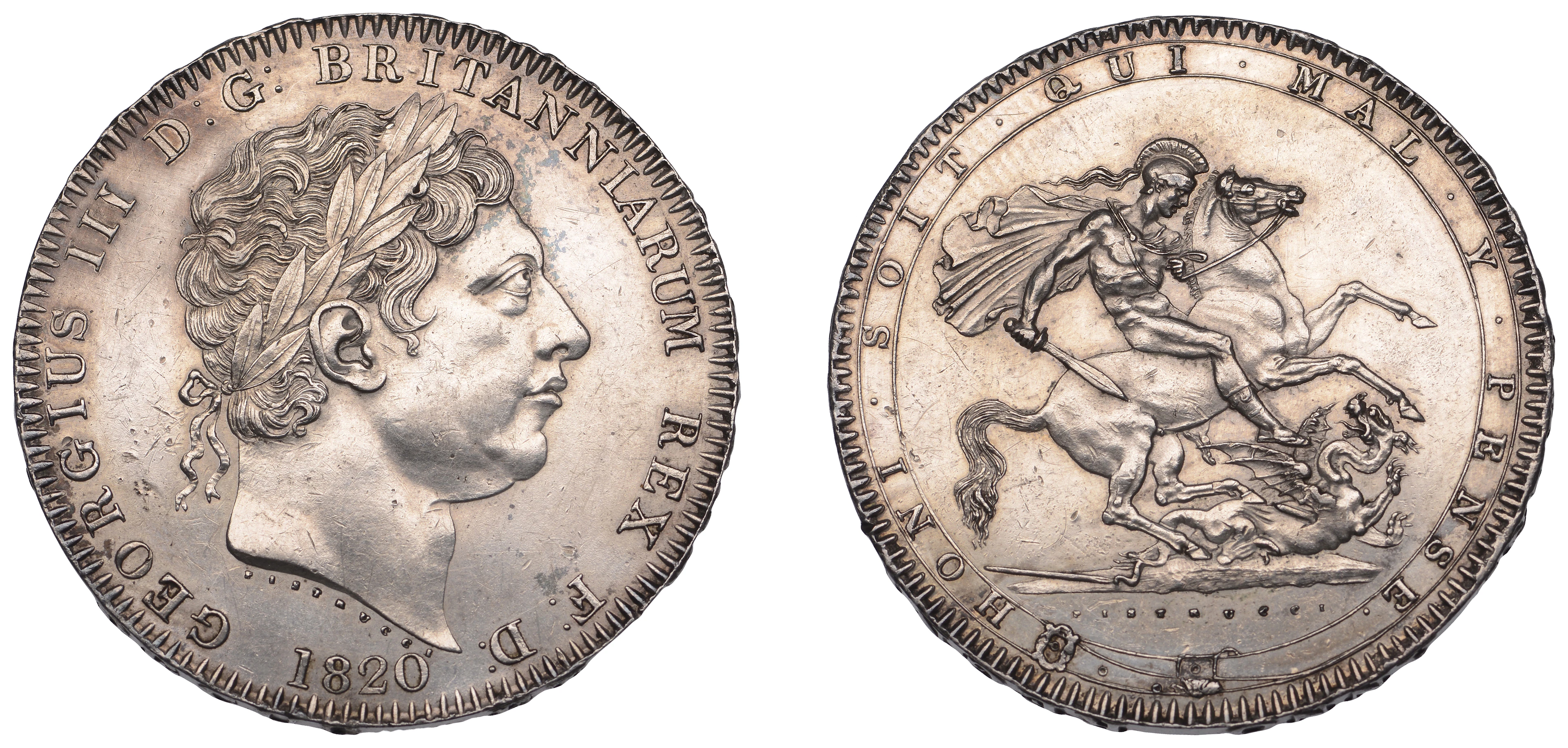 George III (1760-1820), New coinage, Crown, 1820, edge lx (ESC 2016;
