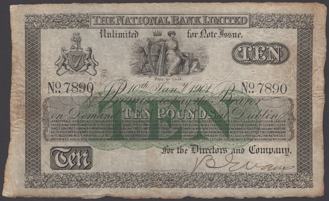 National Bank Limited, £10, 10 January 1901, serial number 7890, signature