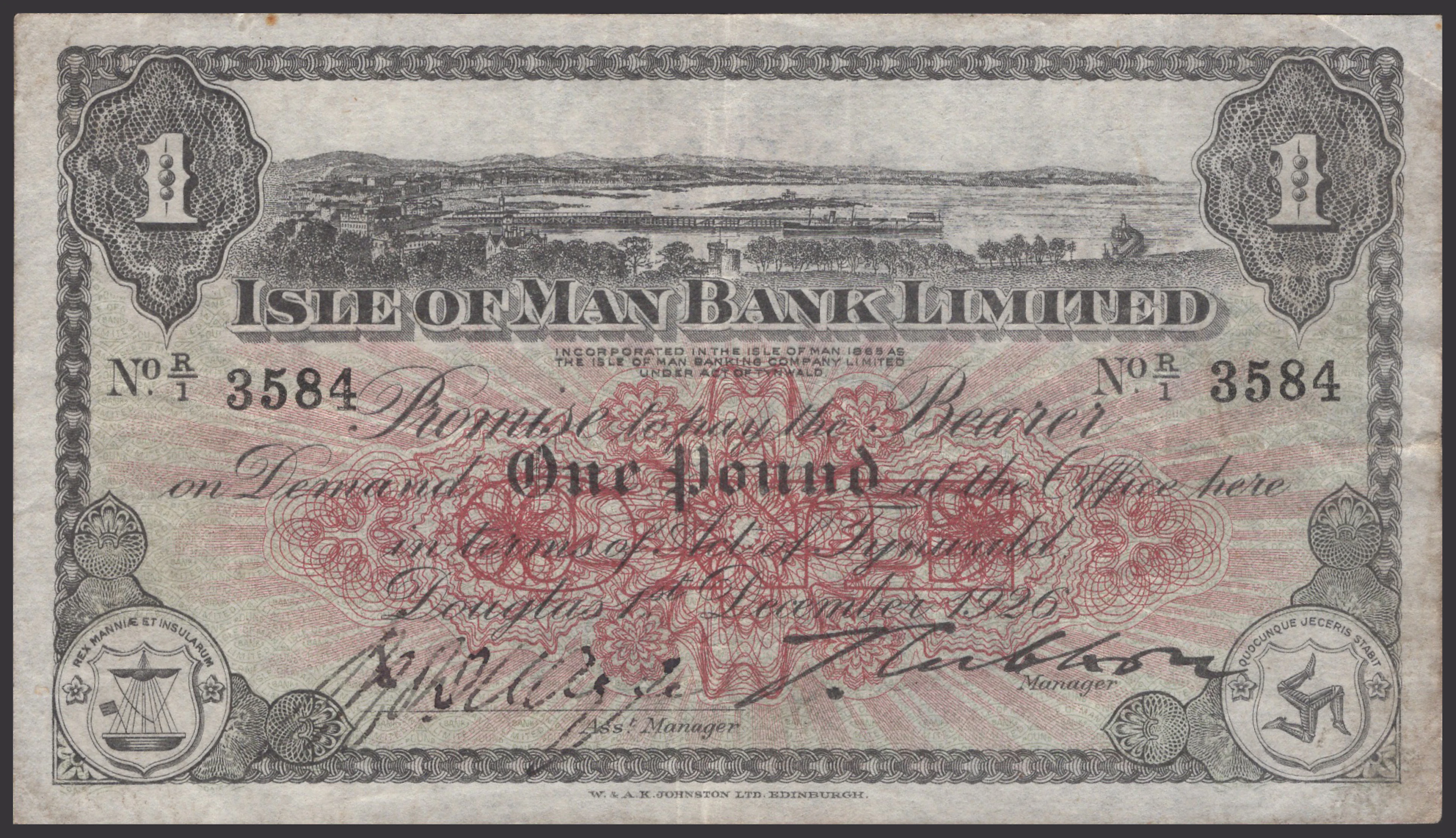 Isle of Man Bank Limited, £1, 1 December 1926, serial number R/1 3784