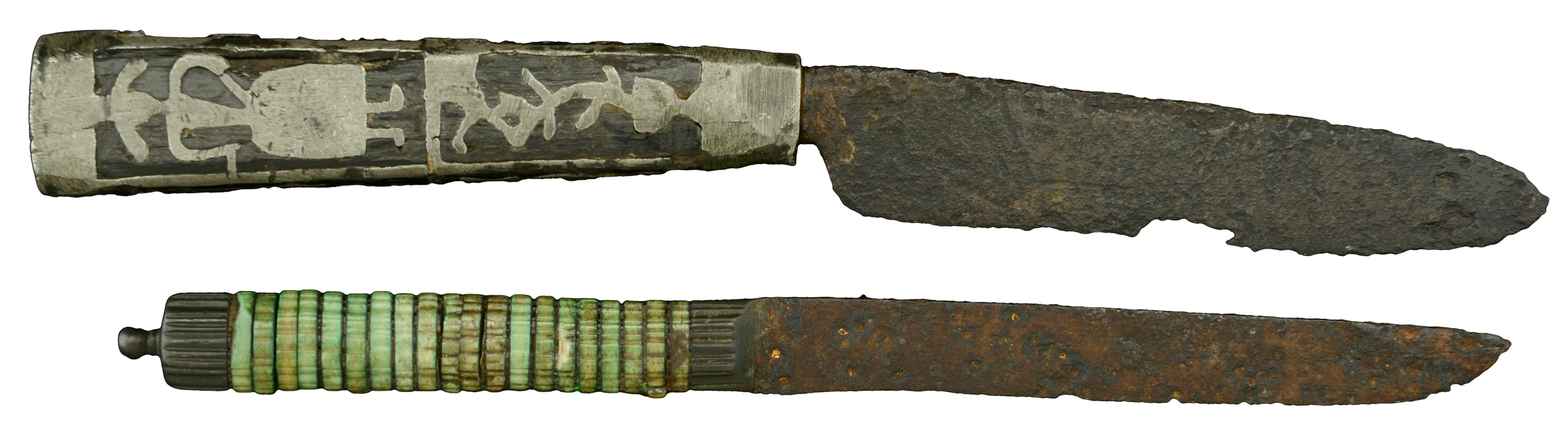 Stuart, 17th century iron knives (2), first with original bone handle