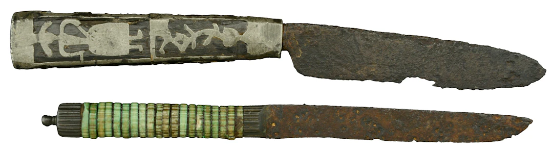 Stuart, 17th century iron knives (2), first with original bone handle