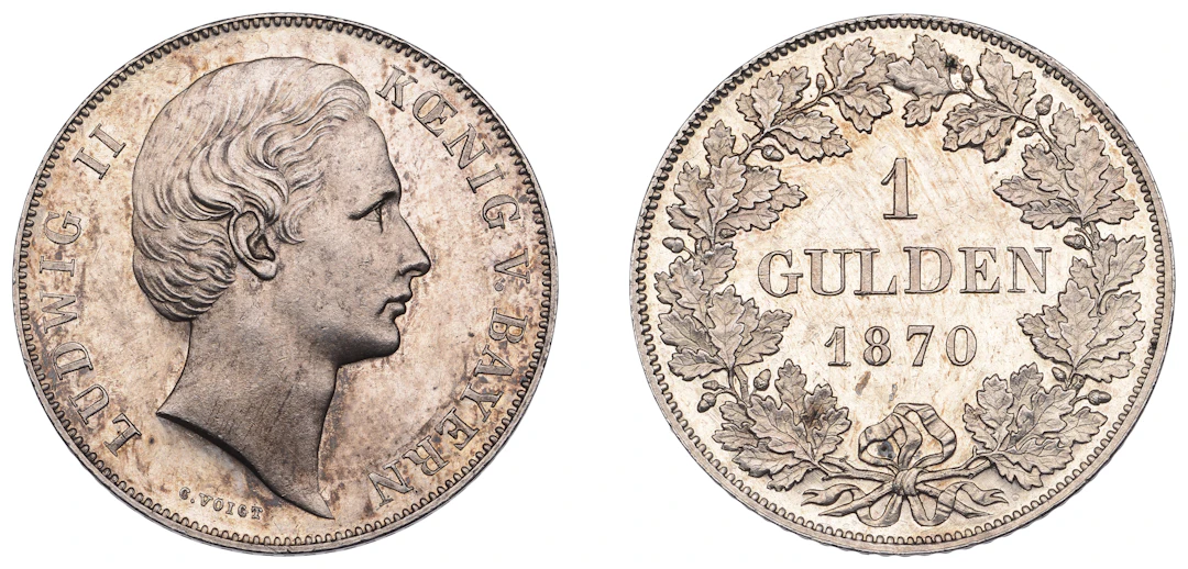 Germany, Bavaria, Ludwig II, Proof Gulden, 1870, Munich (J 103; KM