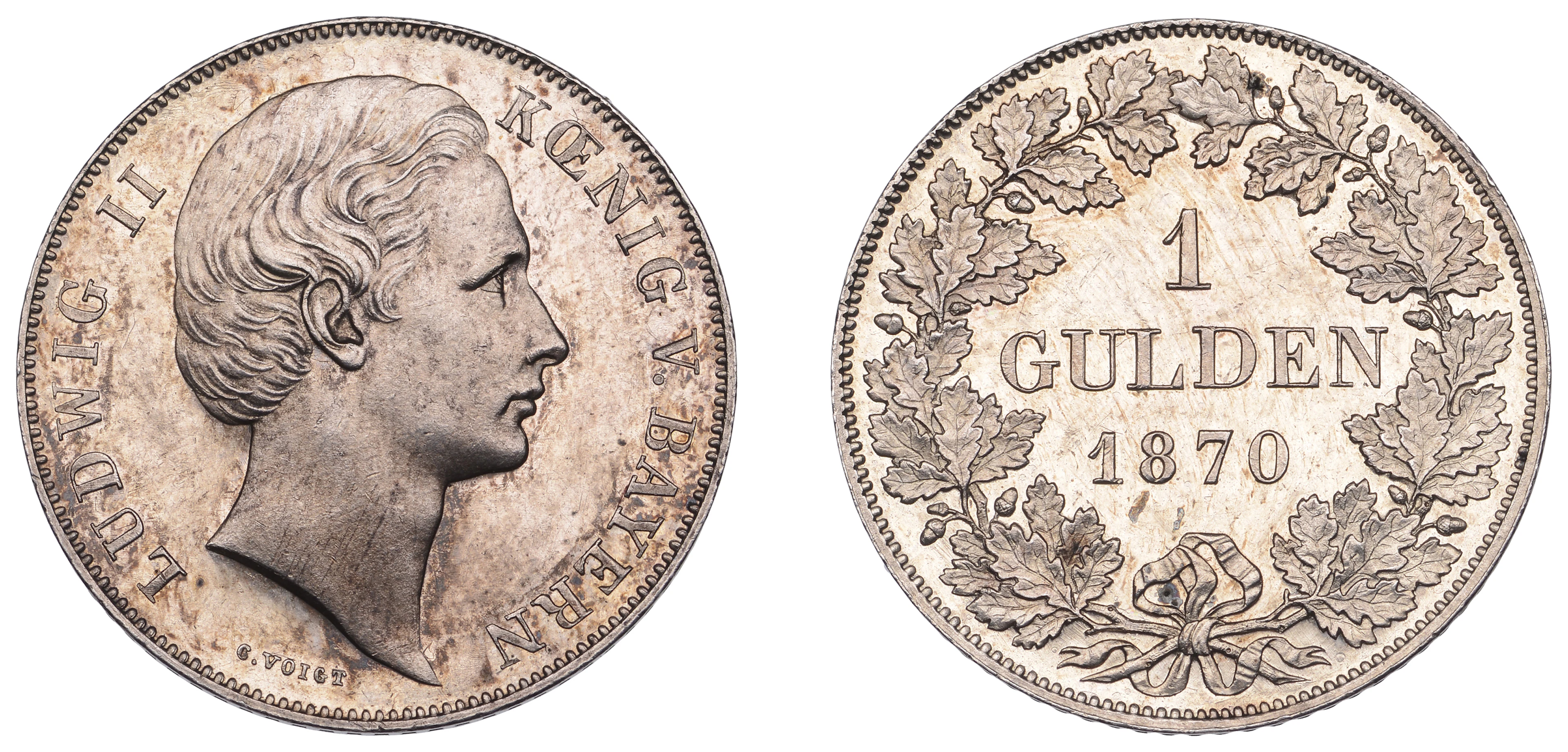 Germany, Bavaria, Ludwig II, Proof Gulden, 1870, Munich (J 103; KM