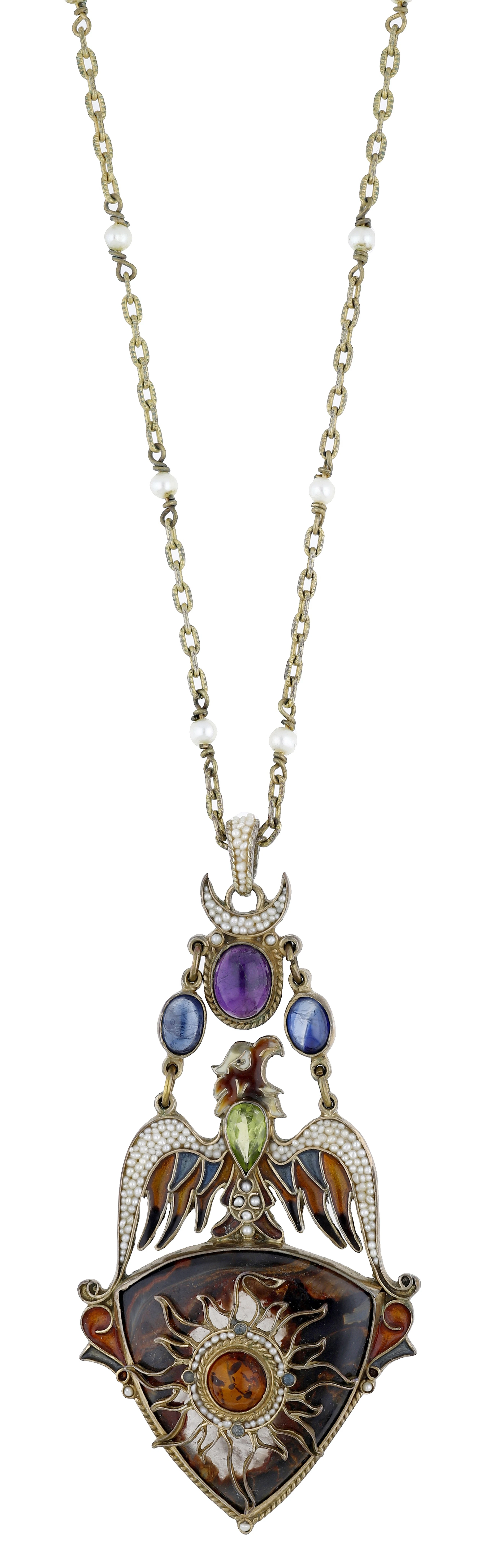 A silver-gilt, enamel and gem-set pendant by Diego Percossi Papa