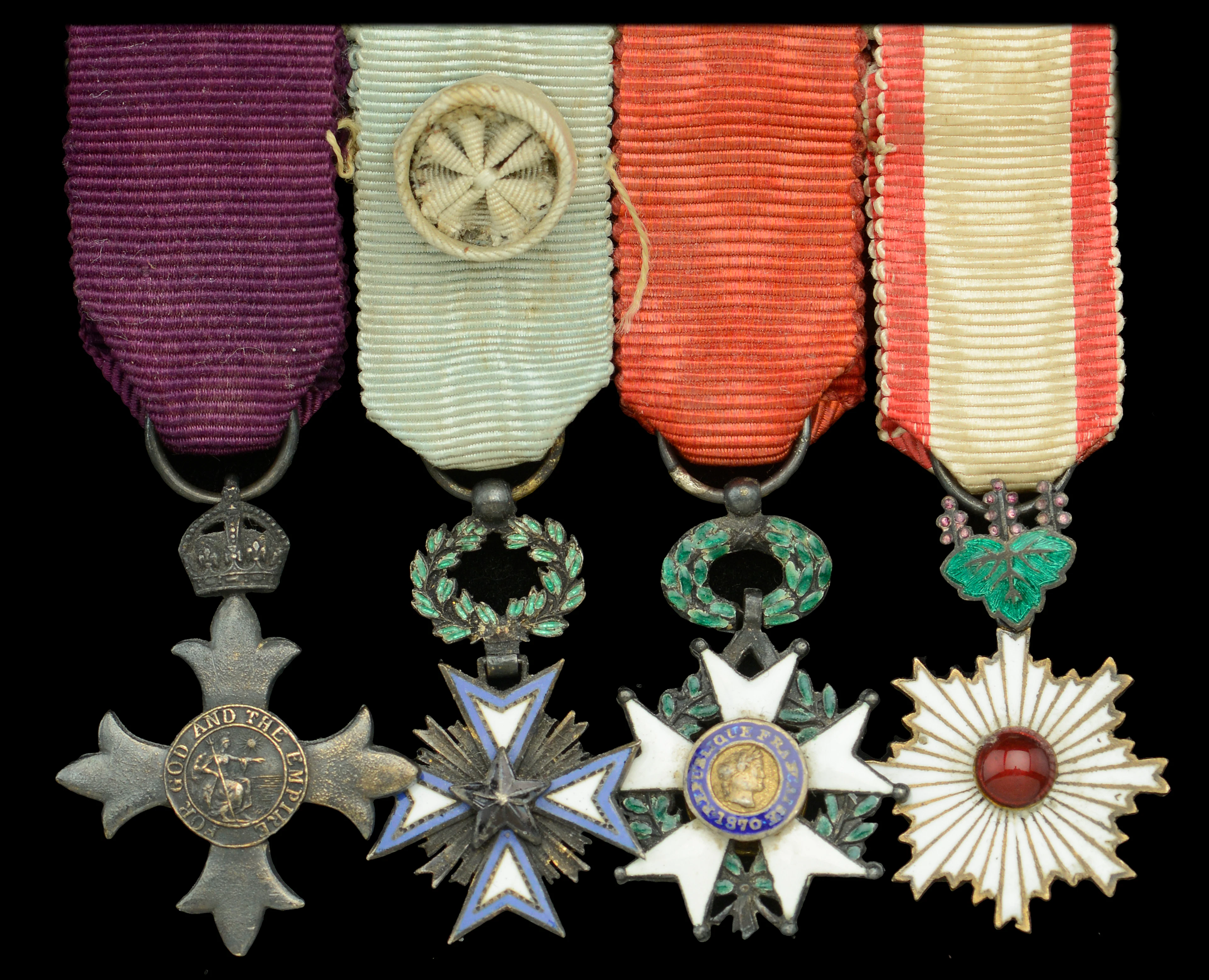A Great War ‘Civil Division’ O.B.E. mounted group of four miniature