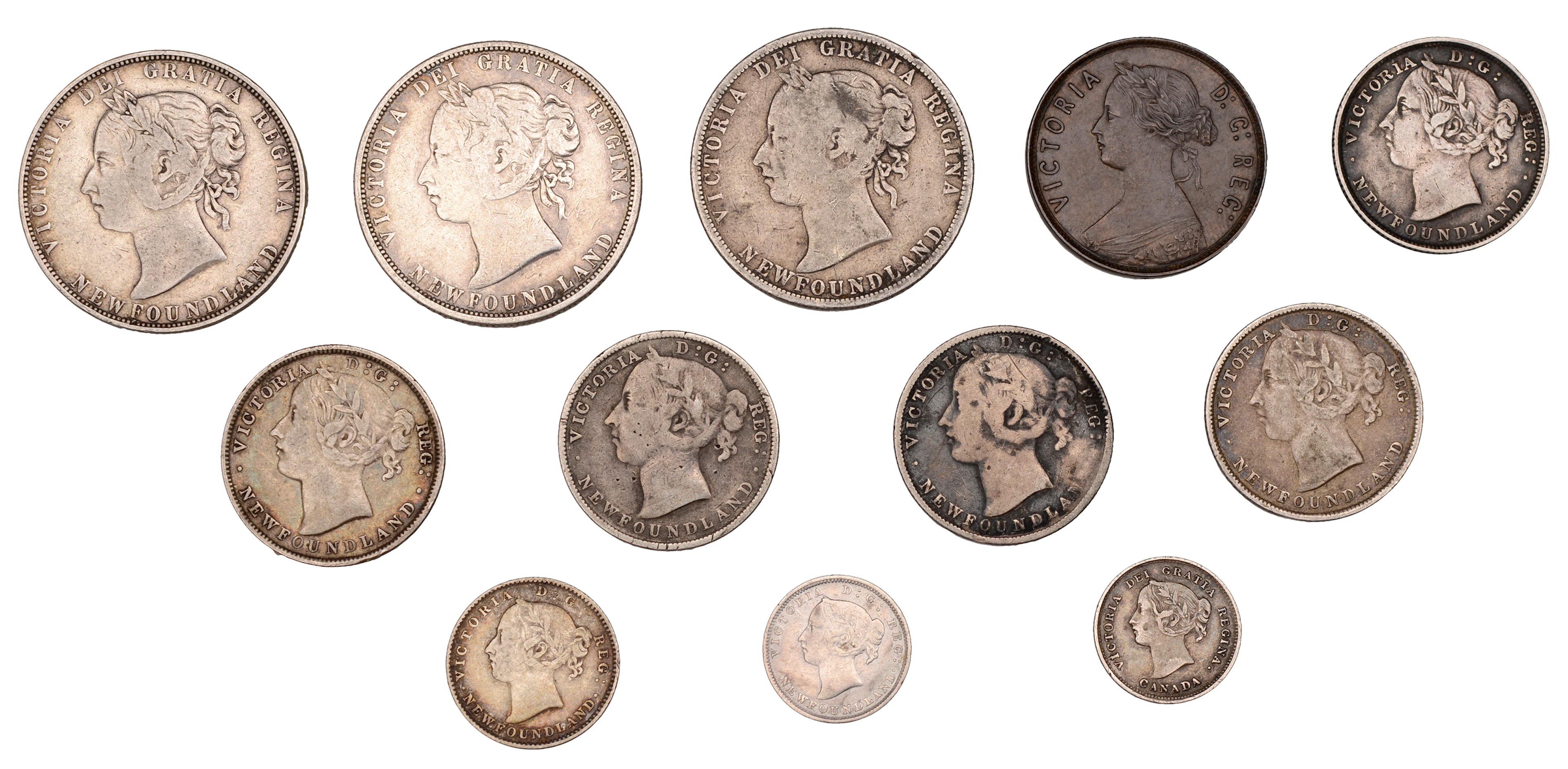 Newfoundland, Victoria, 50 Cents (3), 1870, 1885, 1899, 20 Cents (5)