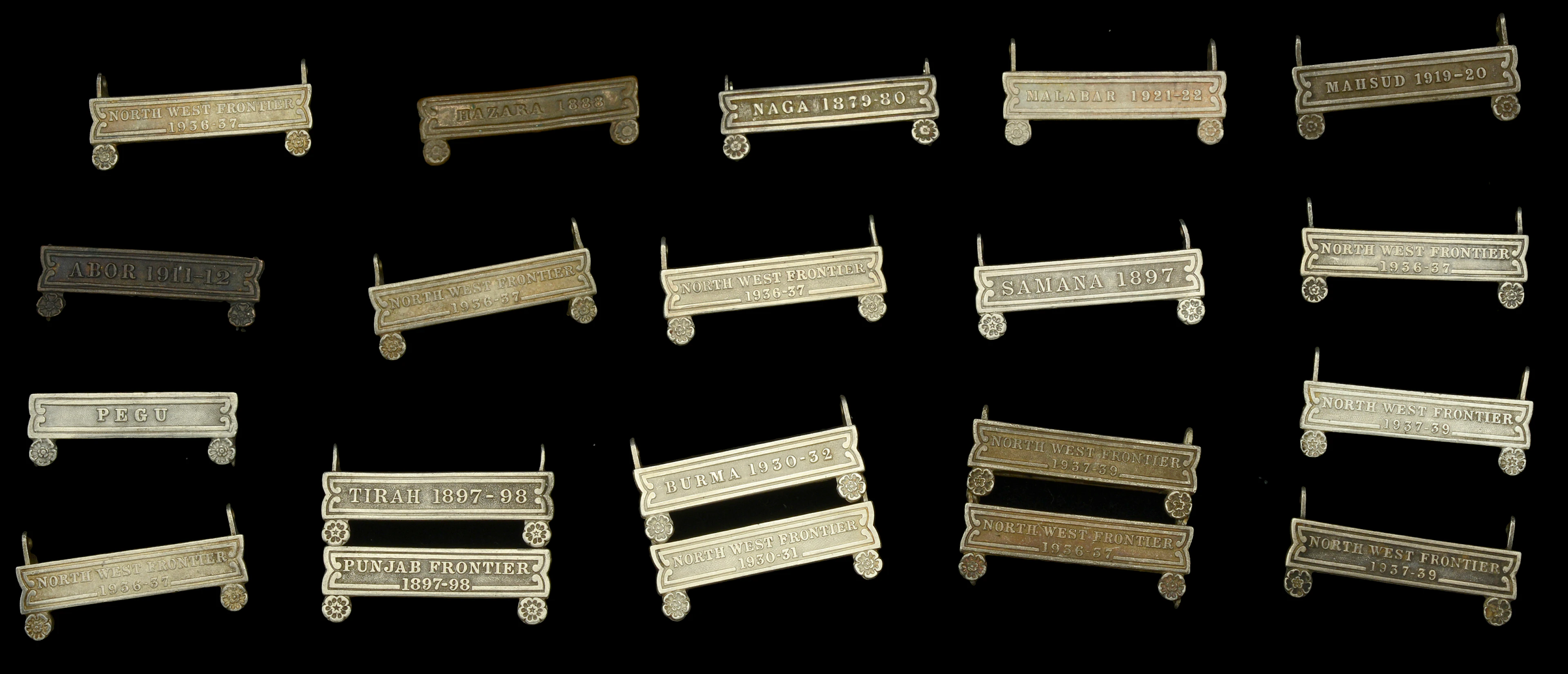 Clasps: A selection of clasps pertaining to the various India General