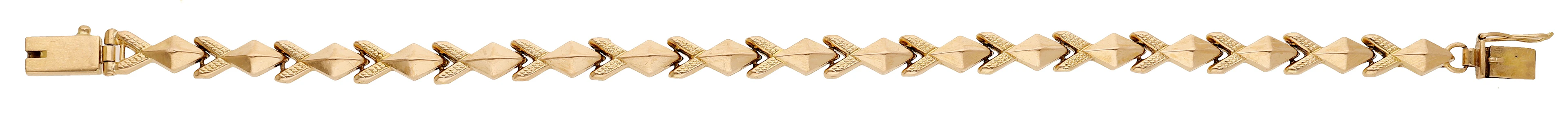 A fancy-link bracelet, the lozenge and V-shaped links with alternating