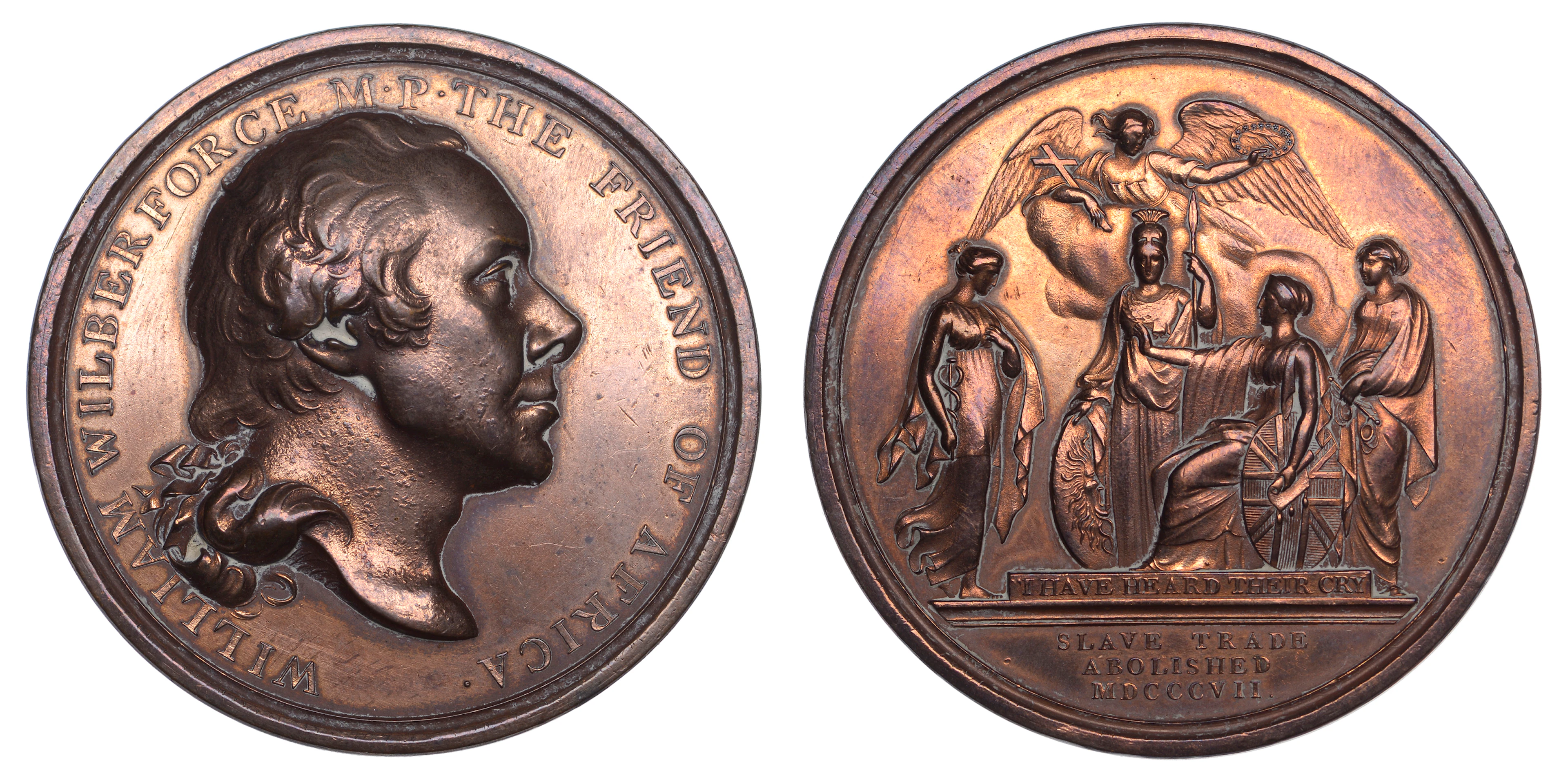 Abolition of the Slave Trade, 1807, a copper medal by T. Webb, bare