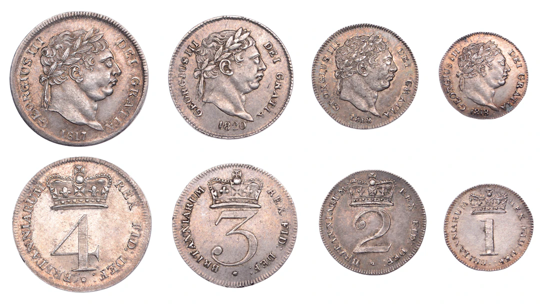 George III (1760-1820), New coinage, Maundy ‘Set’, mixed dates, Fourpence