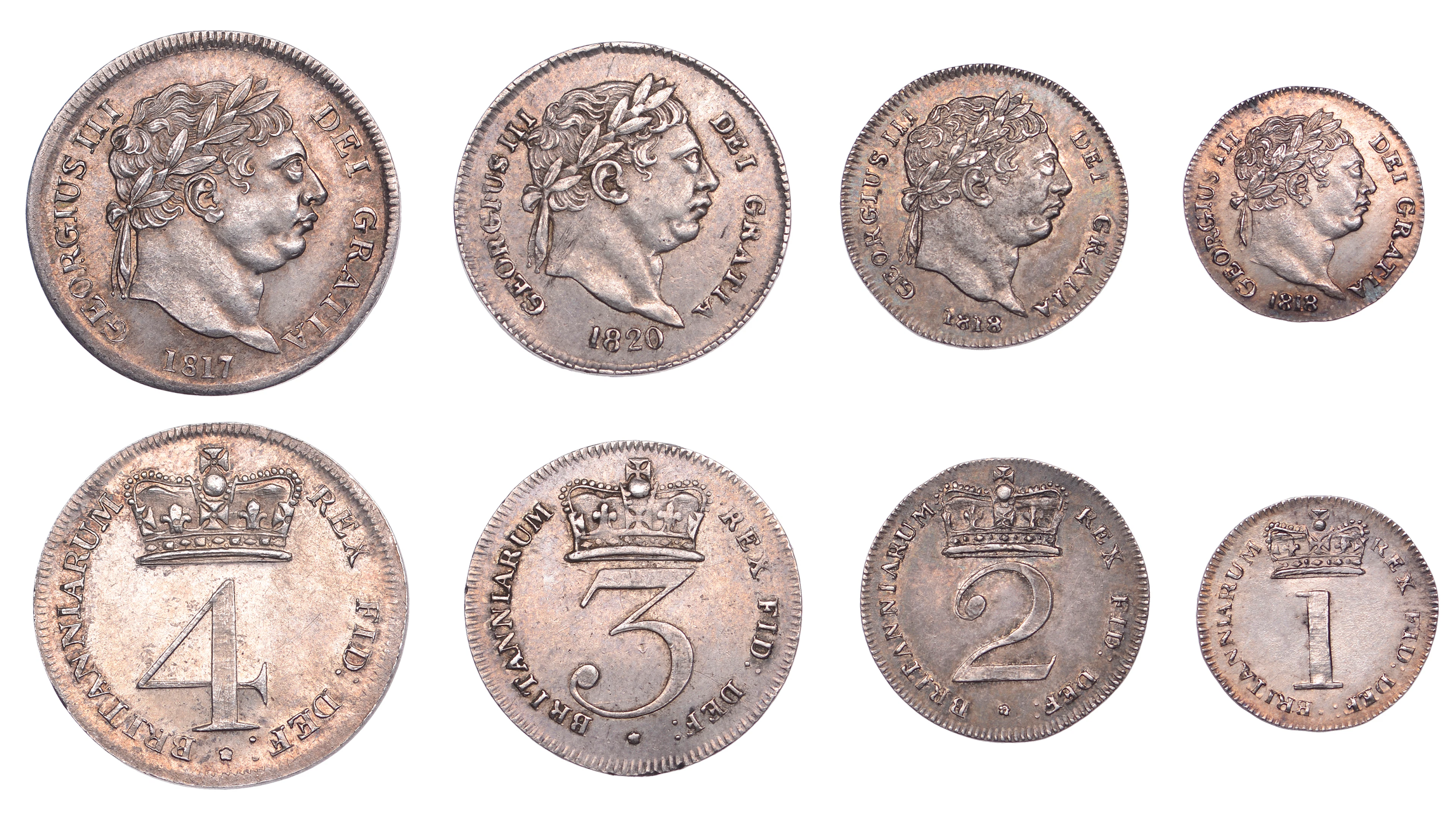 George III (1760-1820), New coinage, Maundy ‘Set’, mixed dates, Fourpence