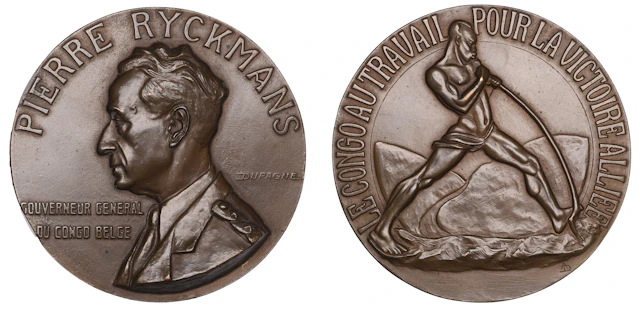 BELGIAN CONGO, Pierre Ryckmans, 1950, a bronze medal by A. Dupagne