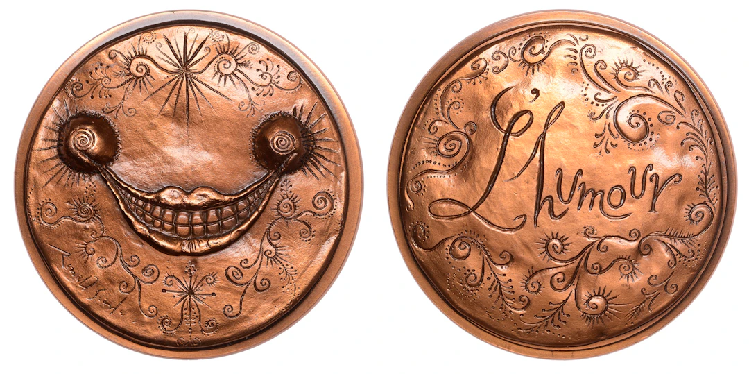 ENGLAND/FRANCE, Humour, 1977, a bronze medal by R.W.F. Searle for
