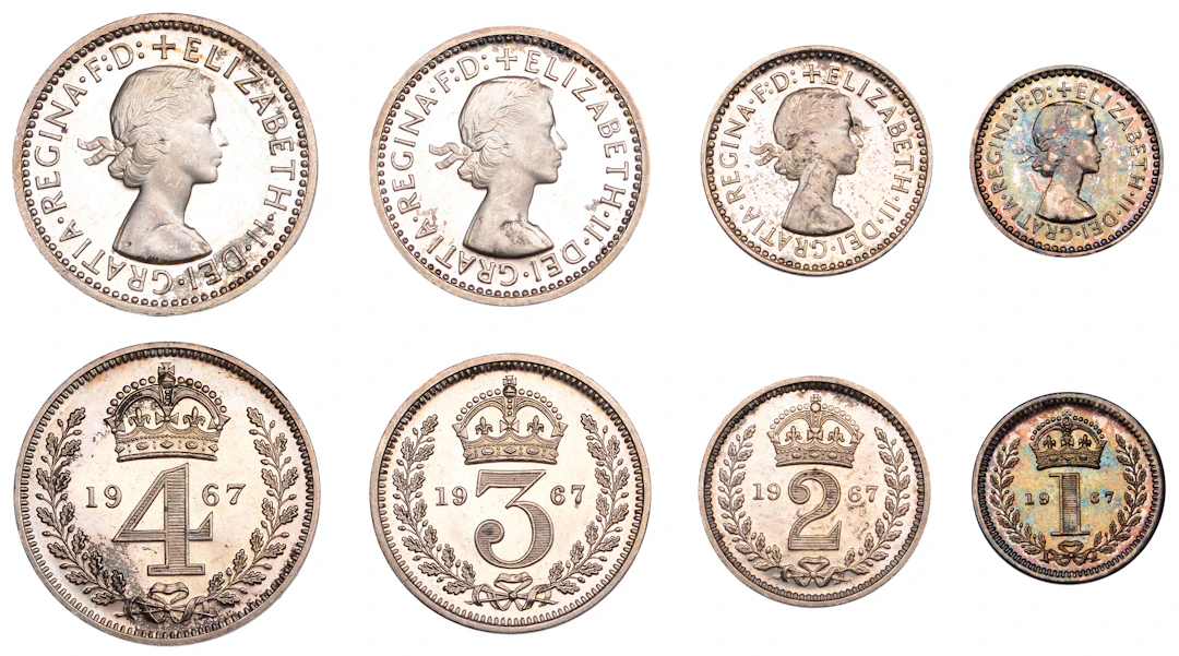 Elizabeth II (1952-2022), Sterling issues, Maundy Set, 1967 (ESC 3577;