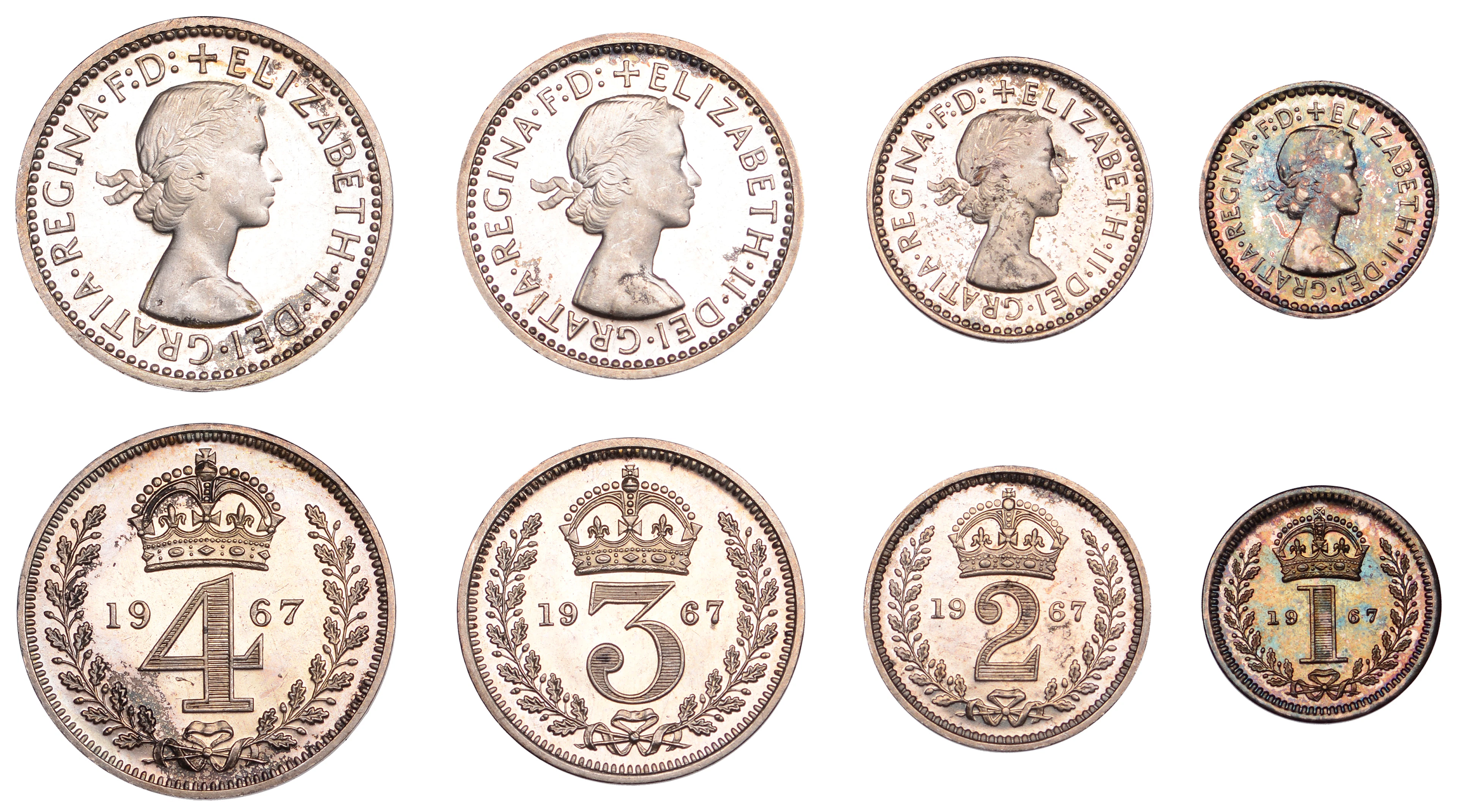 Elizabeth II (1952-2022), Sterling issues, Maundy Set, 1967 (ESC 3577;