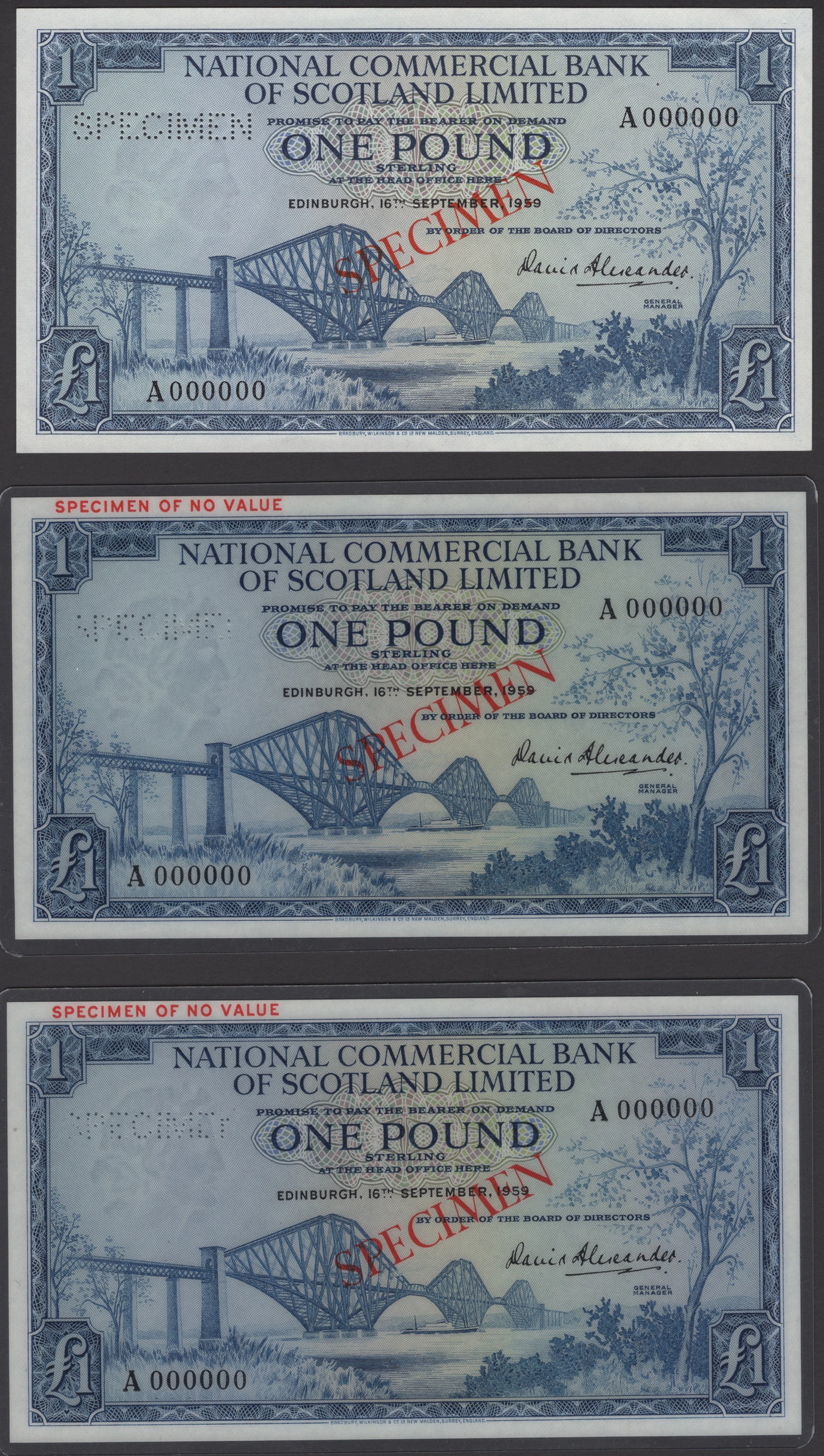 National Commercial Bank of Scotland, specimen £1 (3), 16 September