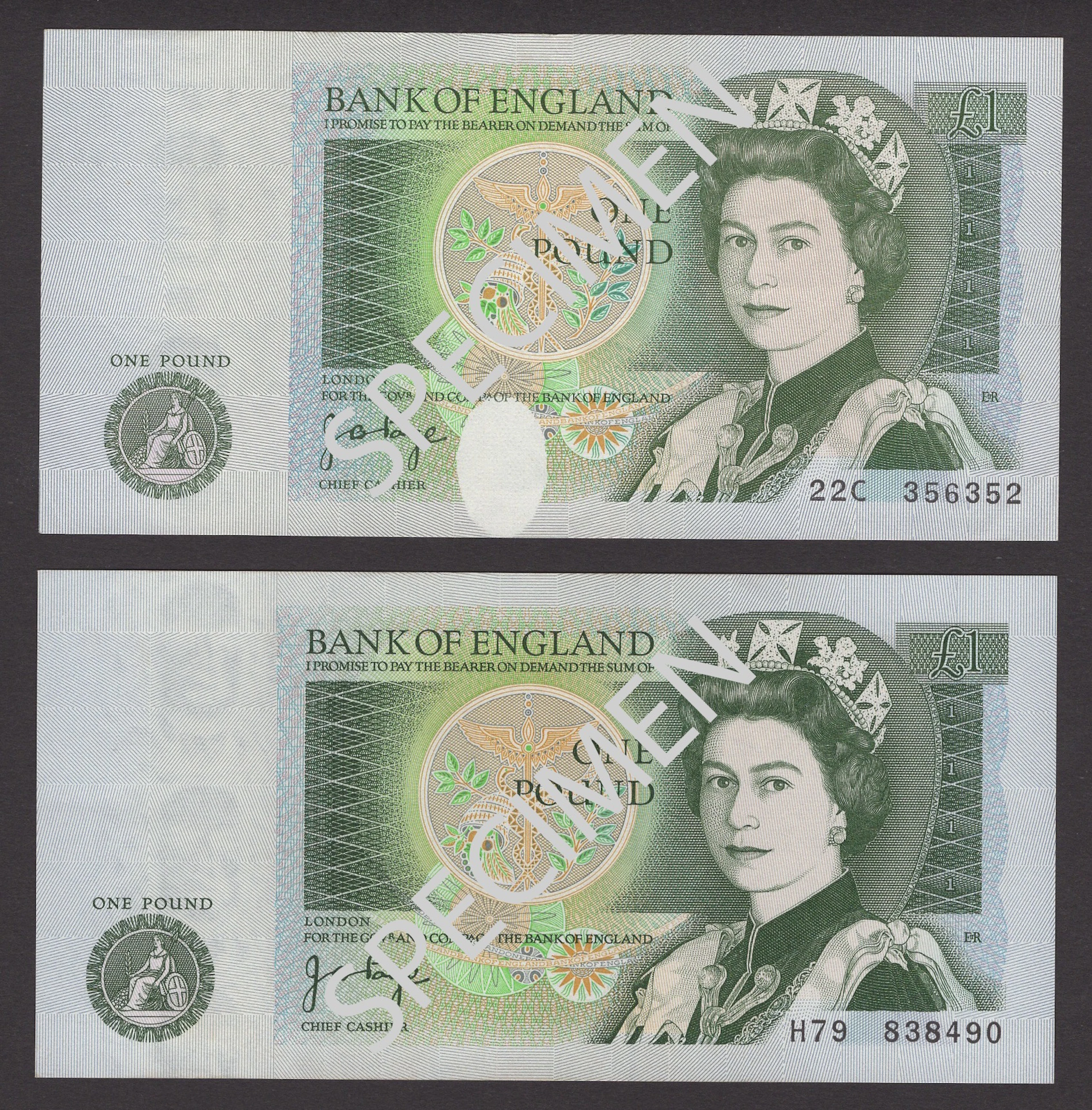 ERROR: Bank of England, John B. Page, £1 (2), 9 February 1978, serial