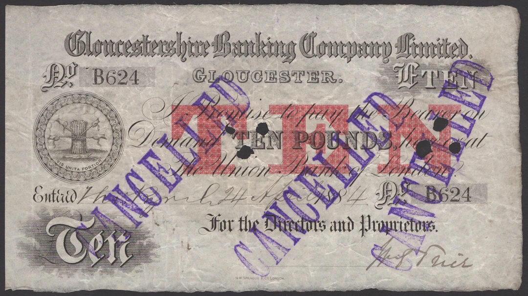 Gloucestershire Banking Company Limited, Gloucester, cancelled £10