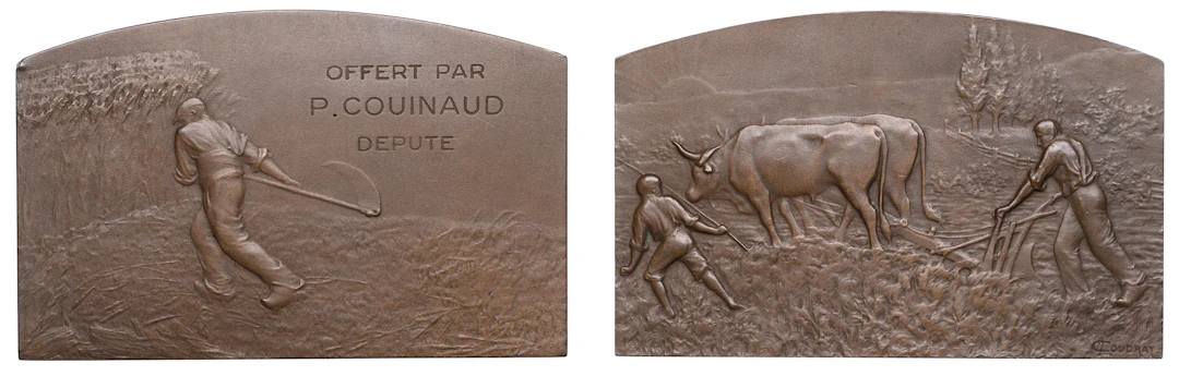 FRANCE, Agriculture, or Travaux des Champs, 1904, a bronze plaque